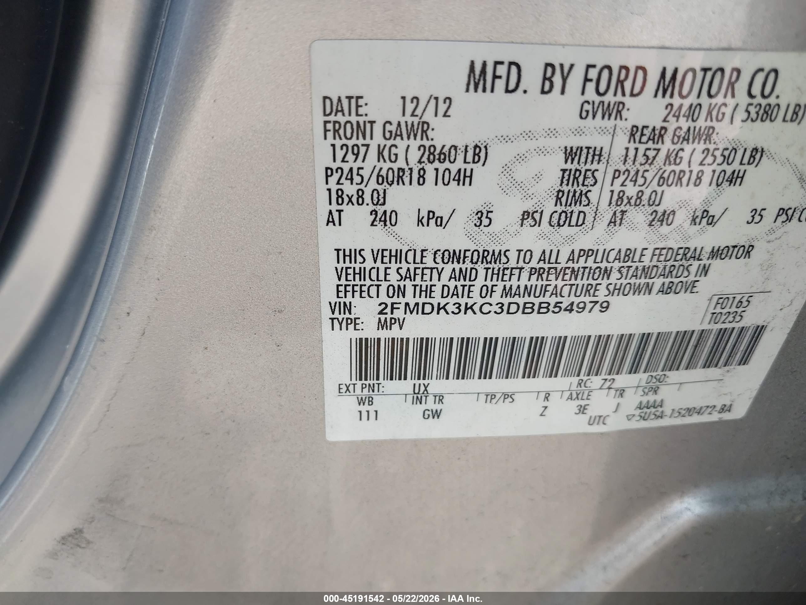 2013 Ford Edge Limited Silver vin: 2FMDK3KC3DBB54979