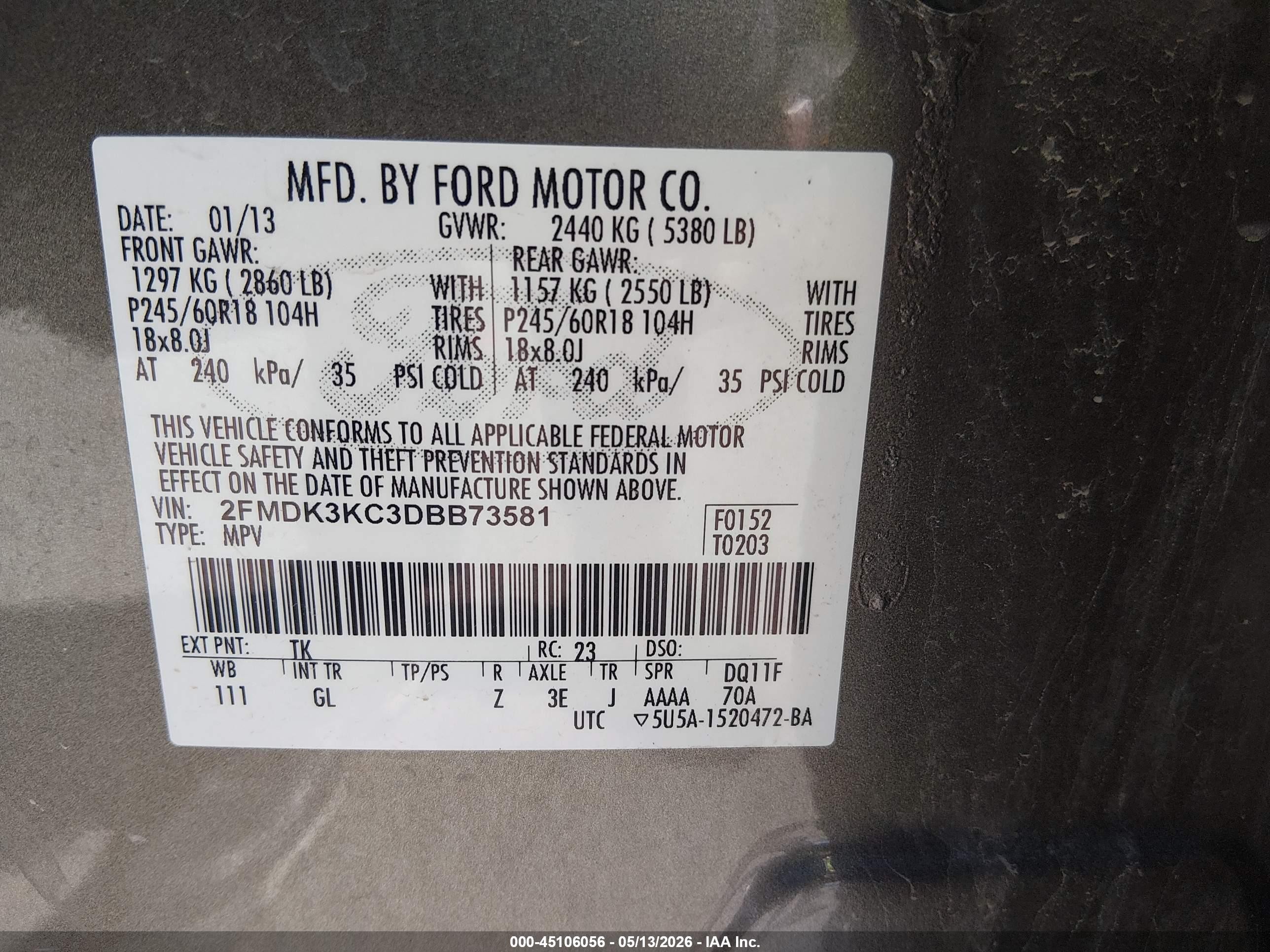 2013 Ford Edge Limited Gold vin: 2FMDK3KC3DBB73581