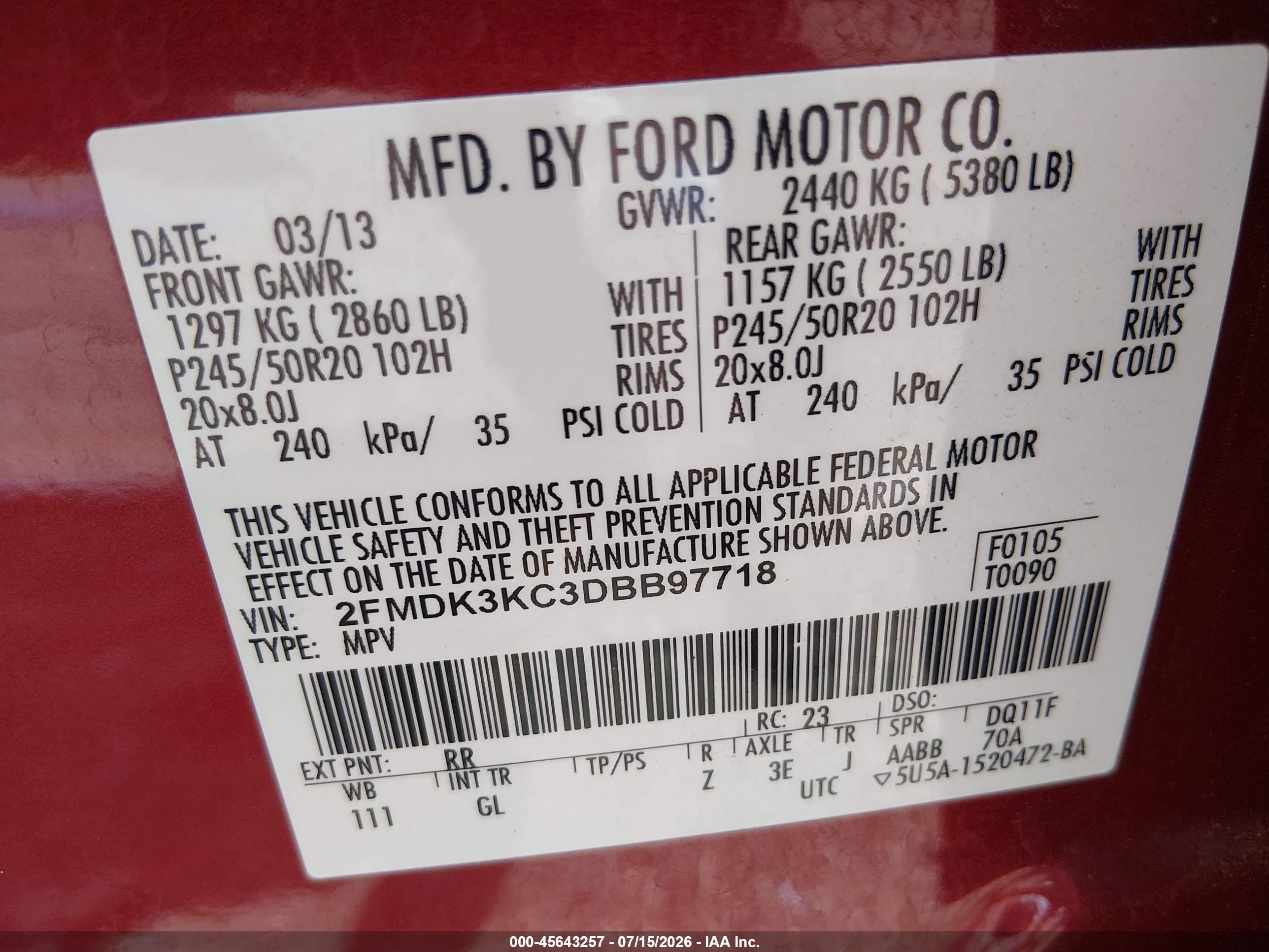 2013 Ford Edge Limited Gray vin: 2FMDK3KC3DBB97718