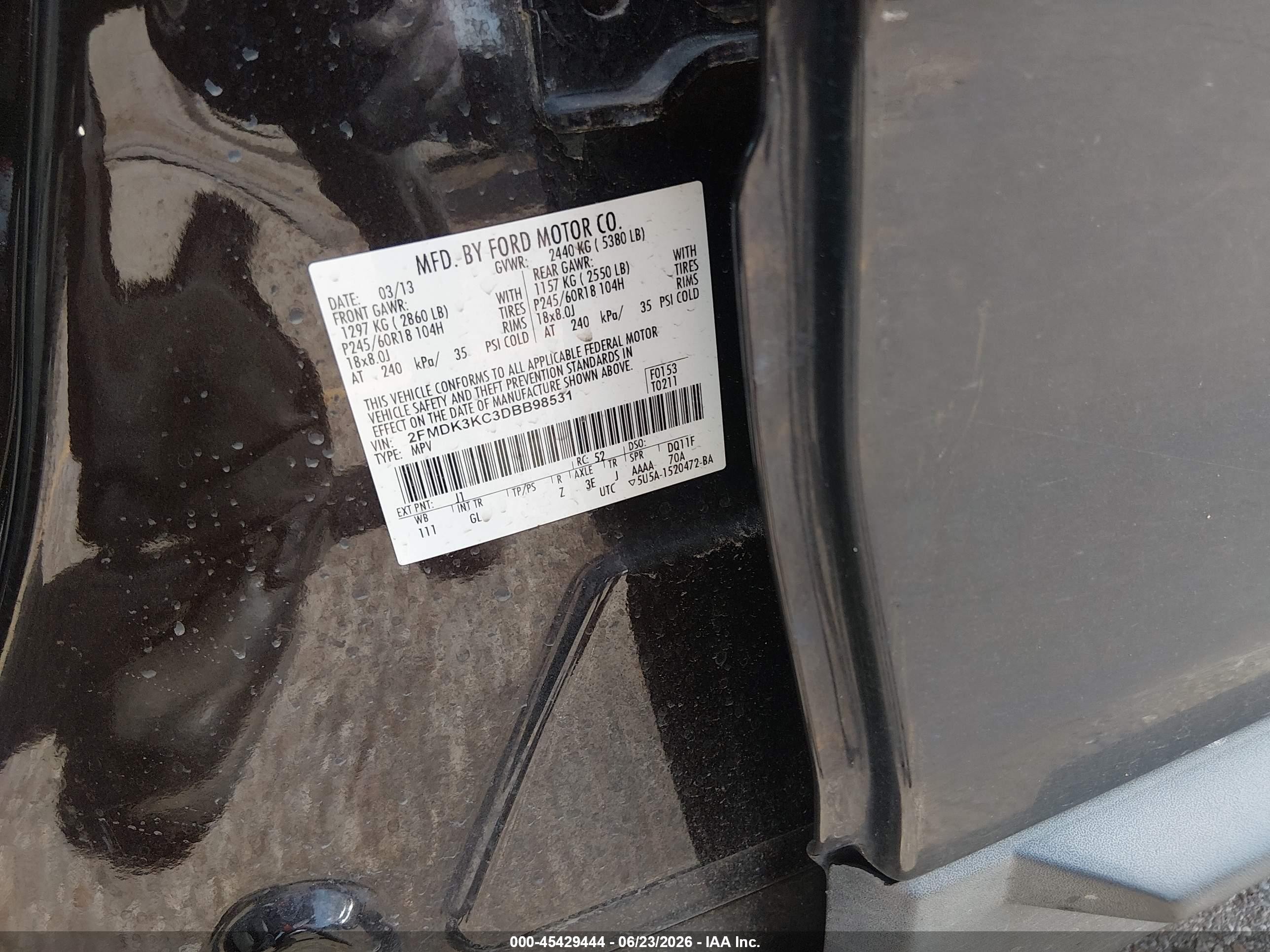 2013 Ford Edge Limited Black vin: 2FMDK3KC3DBB98531