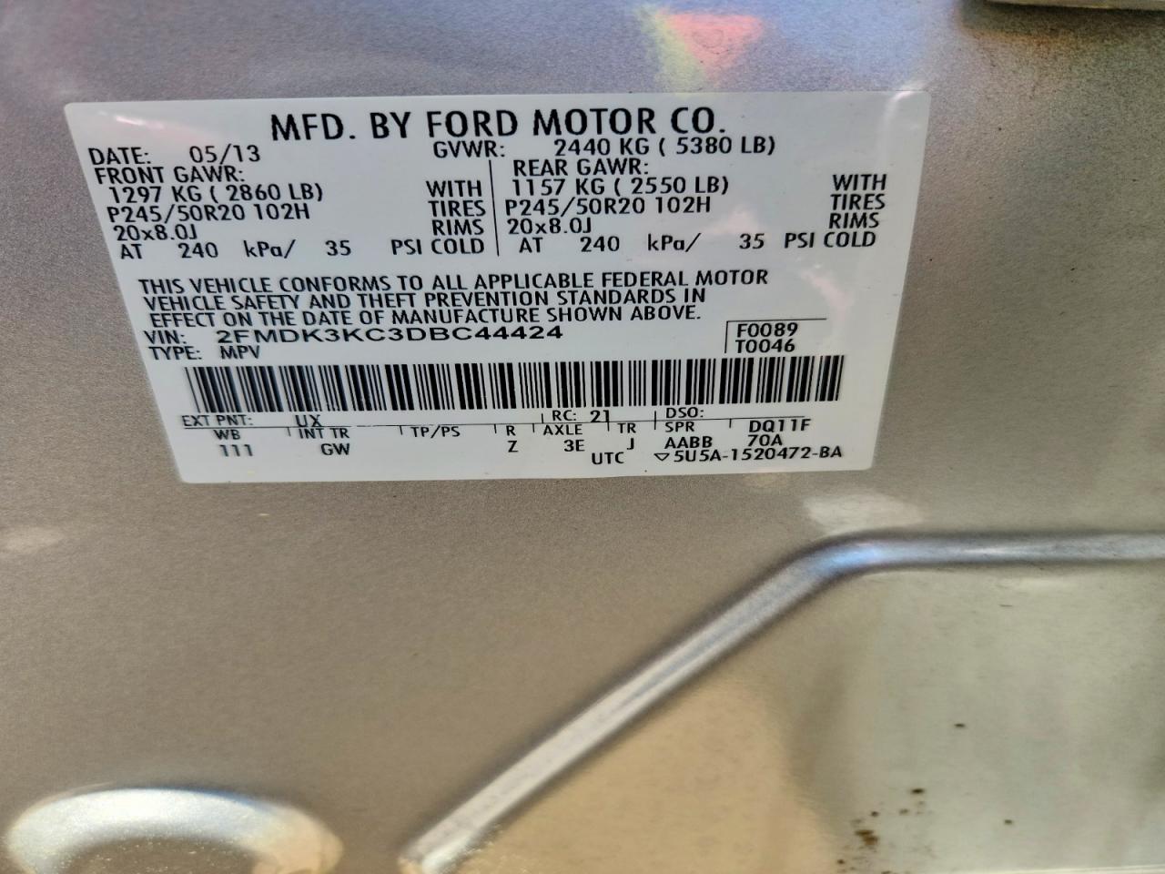 2013 Ford Edge Limited Серебряный vin: 2FMDK3KC3DBC44424