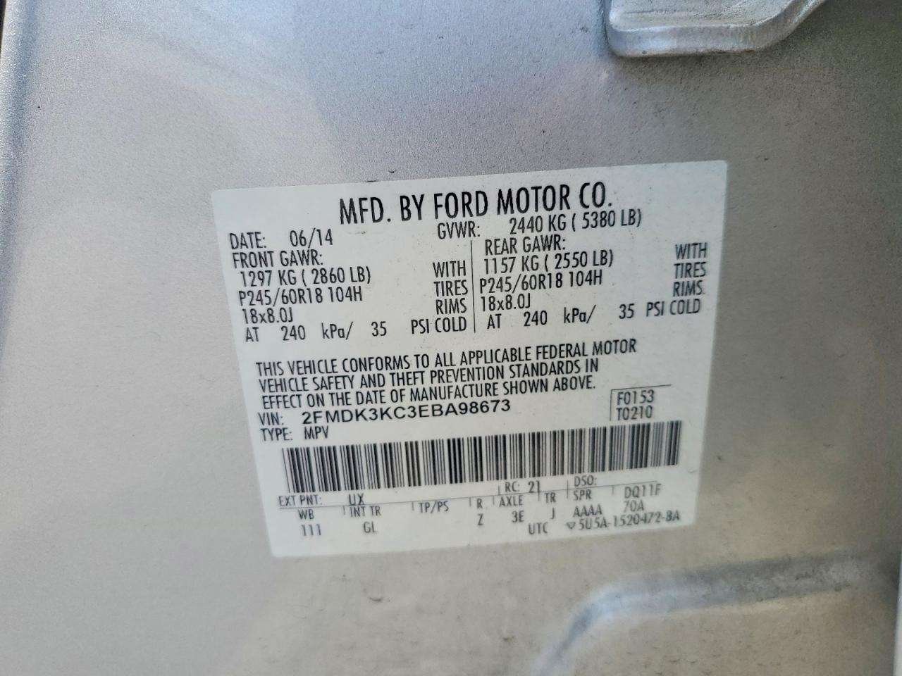 2014 Ford Edge Limited Silver vin: 2FMDK3KC3EBA98673