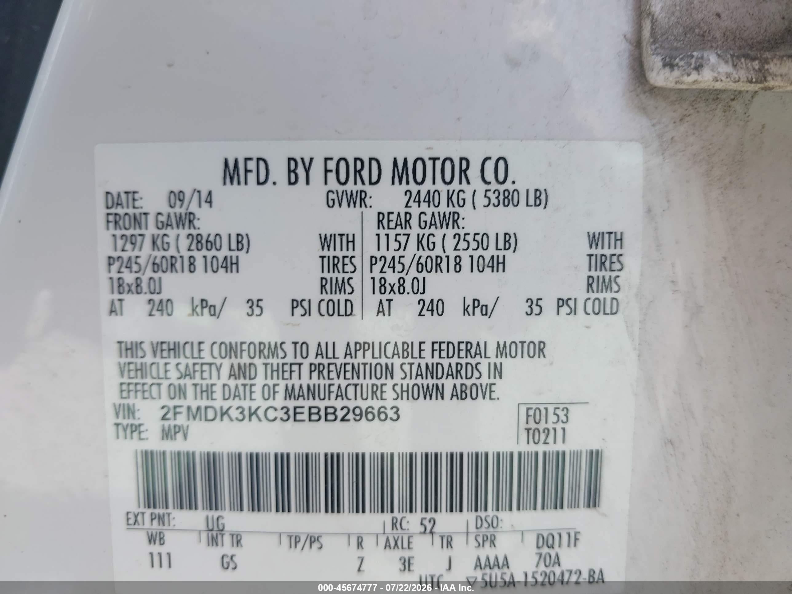 2014 Ford Edge Limited White vin: 2FMDK3KC3EBB29663