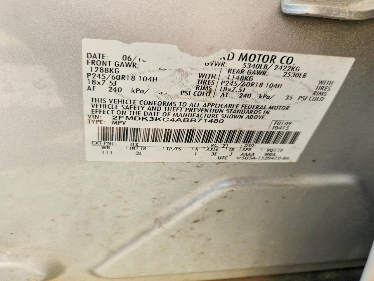 2010 Ford Edge Limited Silver vin: 2FMDK3KC4ABB71480
