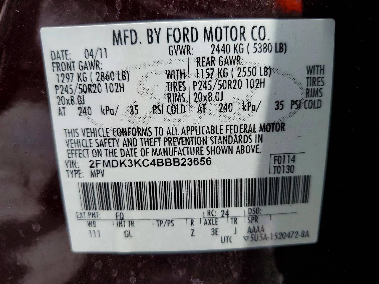 2011 Ford Edge Limited Burgundy vin: 2FMDK3KC4BBB23656