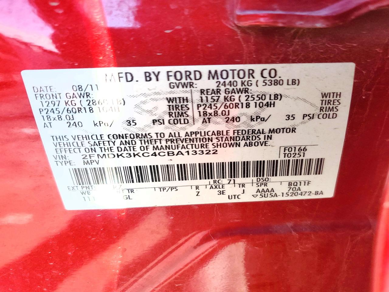 2012 Ford Edge Limited Burgundy vin: 2FMDK3KC4CBA13322