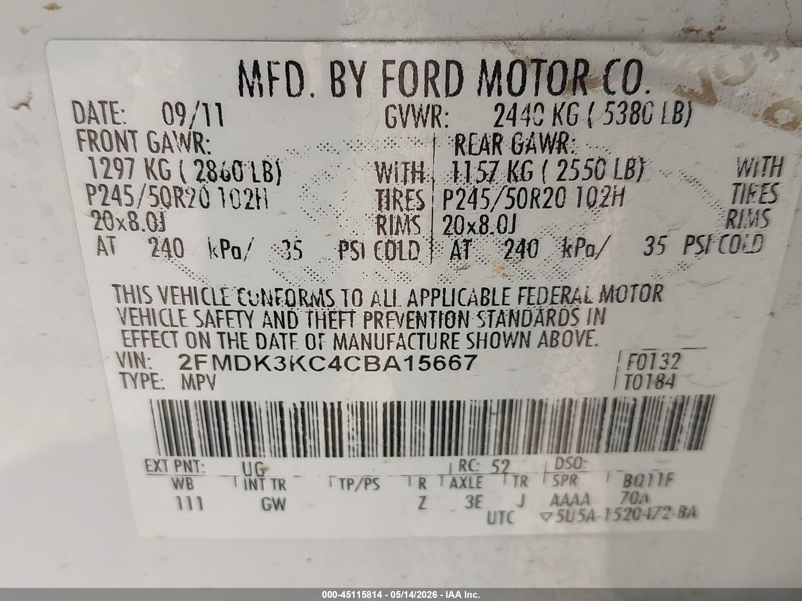 2012 Ford Edge Limited White vin: 2FMDK3KC4CBA15667