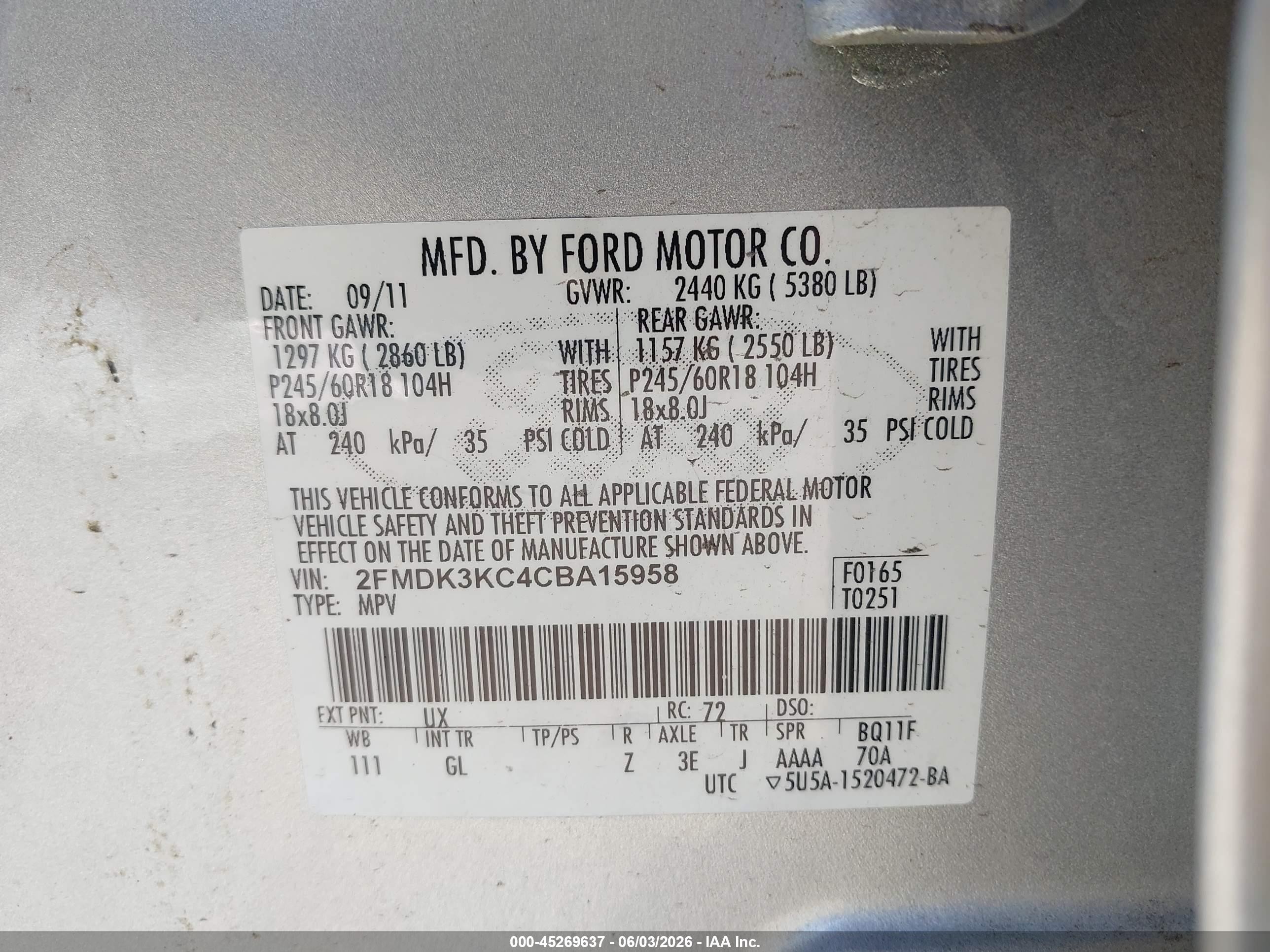 2012 Ford Edge Limited Silver vin: 2FMDK3KC4CBA15958