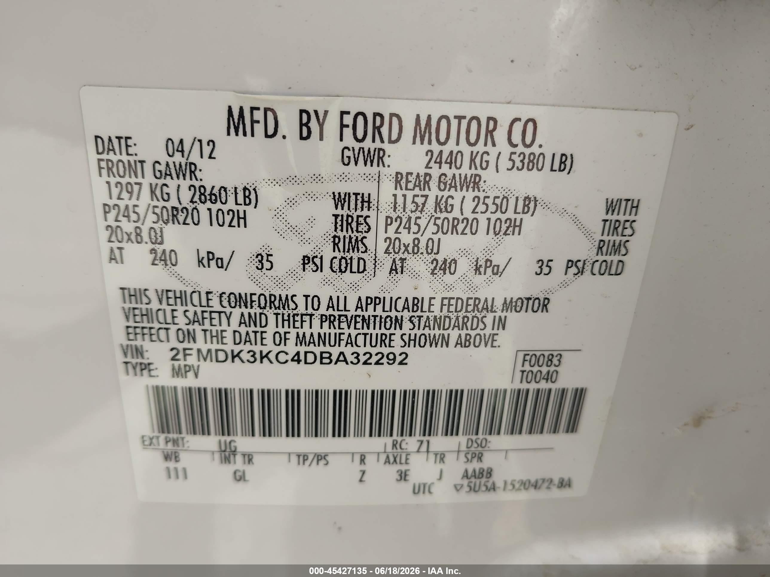 2013 Ford Edge Limited White vin: 2FMDK3KC4DBA32292