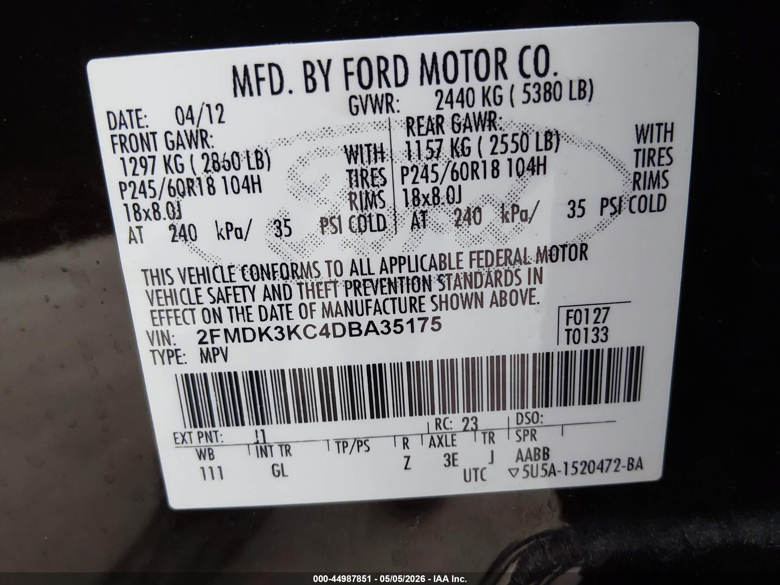 2013 Ford Edge Limited Black vin: 2FMDK3KC4DBA35175