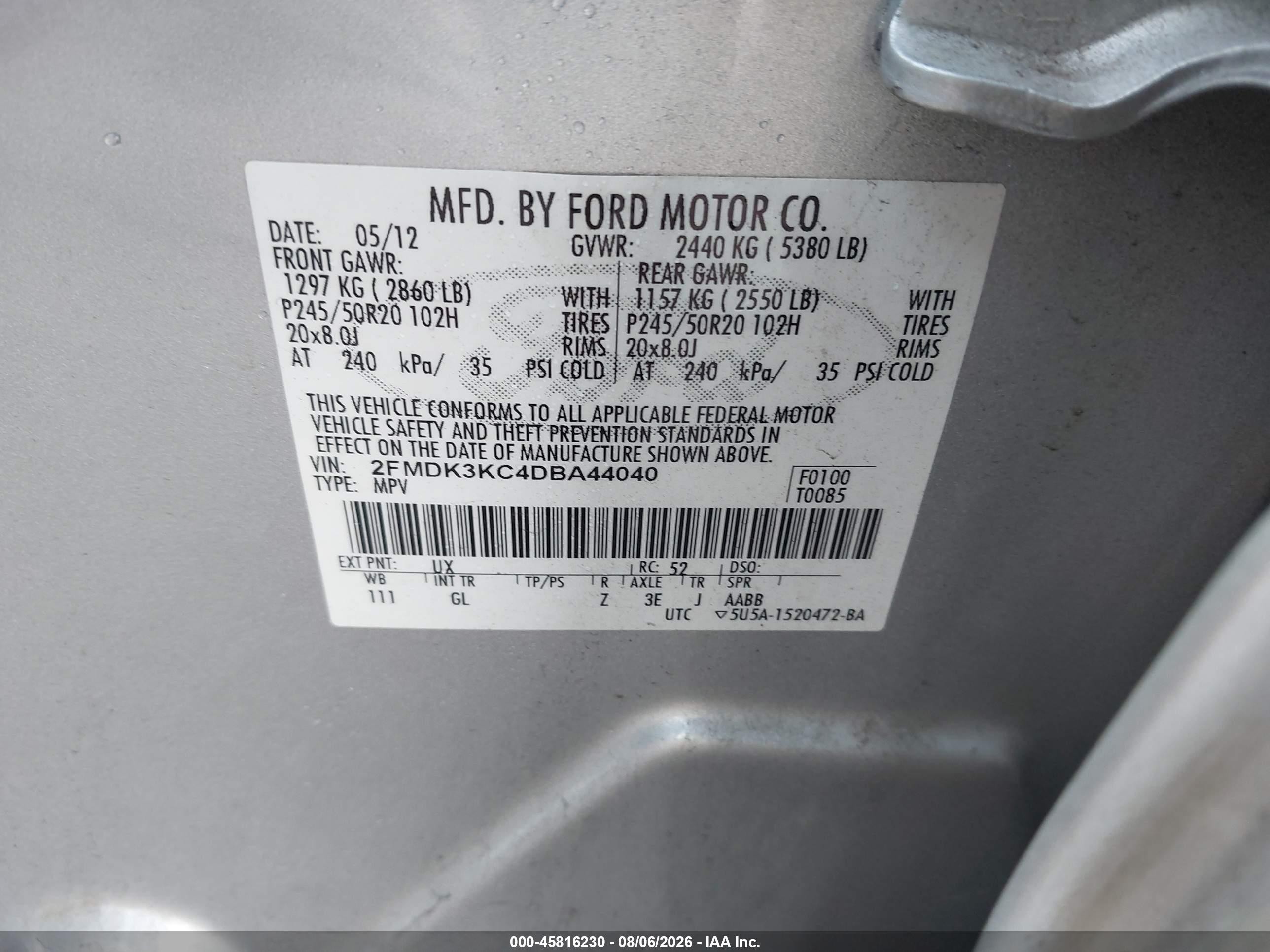 2013 Ford Edge Limited Серебряный vin: 2FMDK3KC4DBA44040