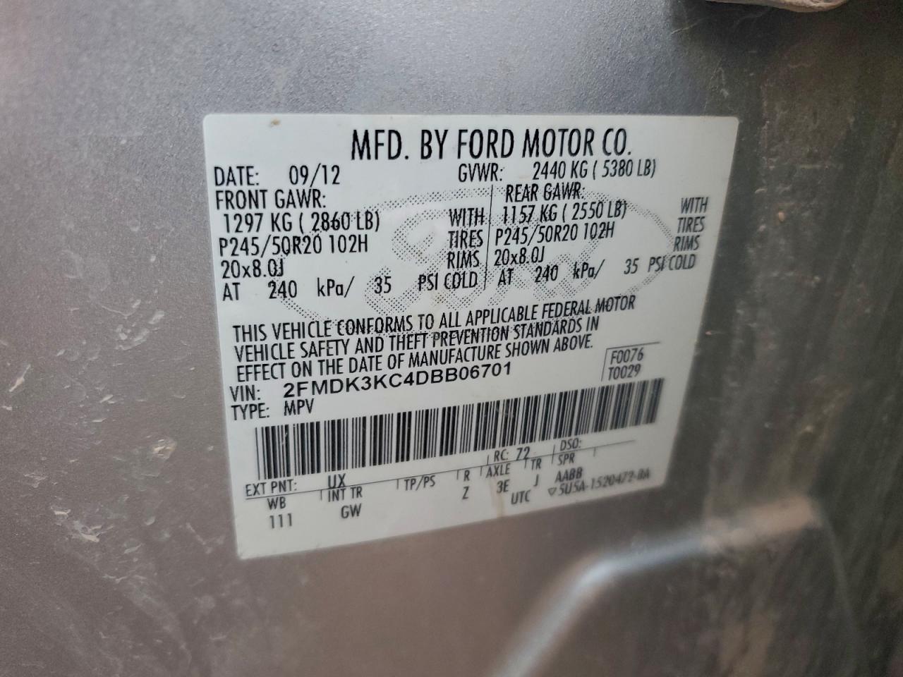 2013 Ford Edge Limited Silver vin: 2FMDK3KC4DBB06701