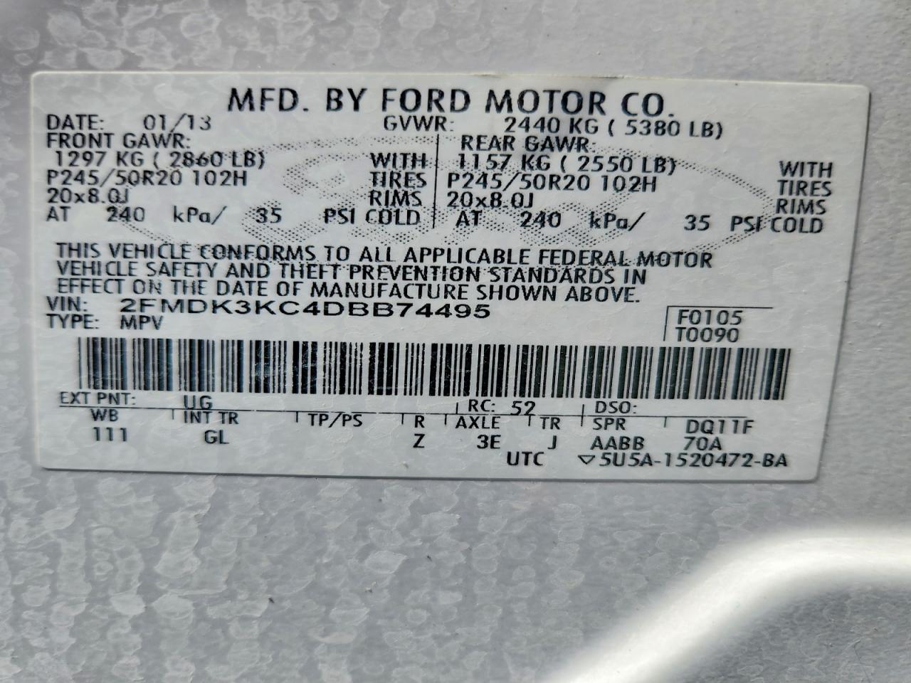 2013 Ford Edge Limited White vin: 2FMDK3KC4DBB74495