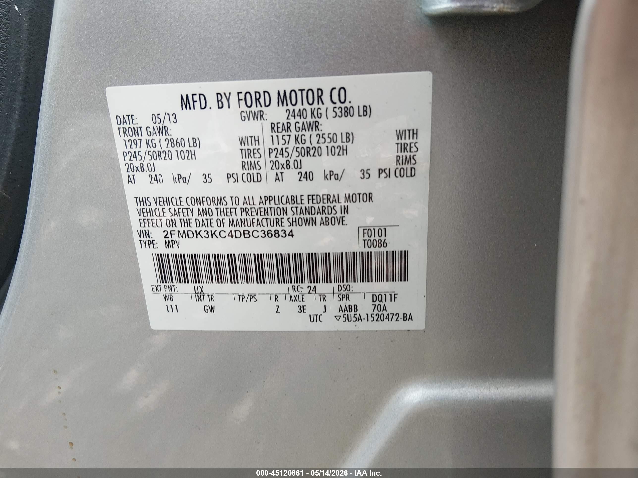 2013 Ford Edge Limited Silver vin: 2FMDK3KC4DBC36834