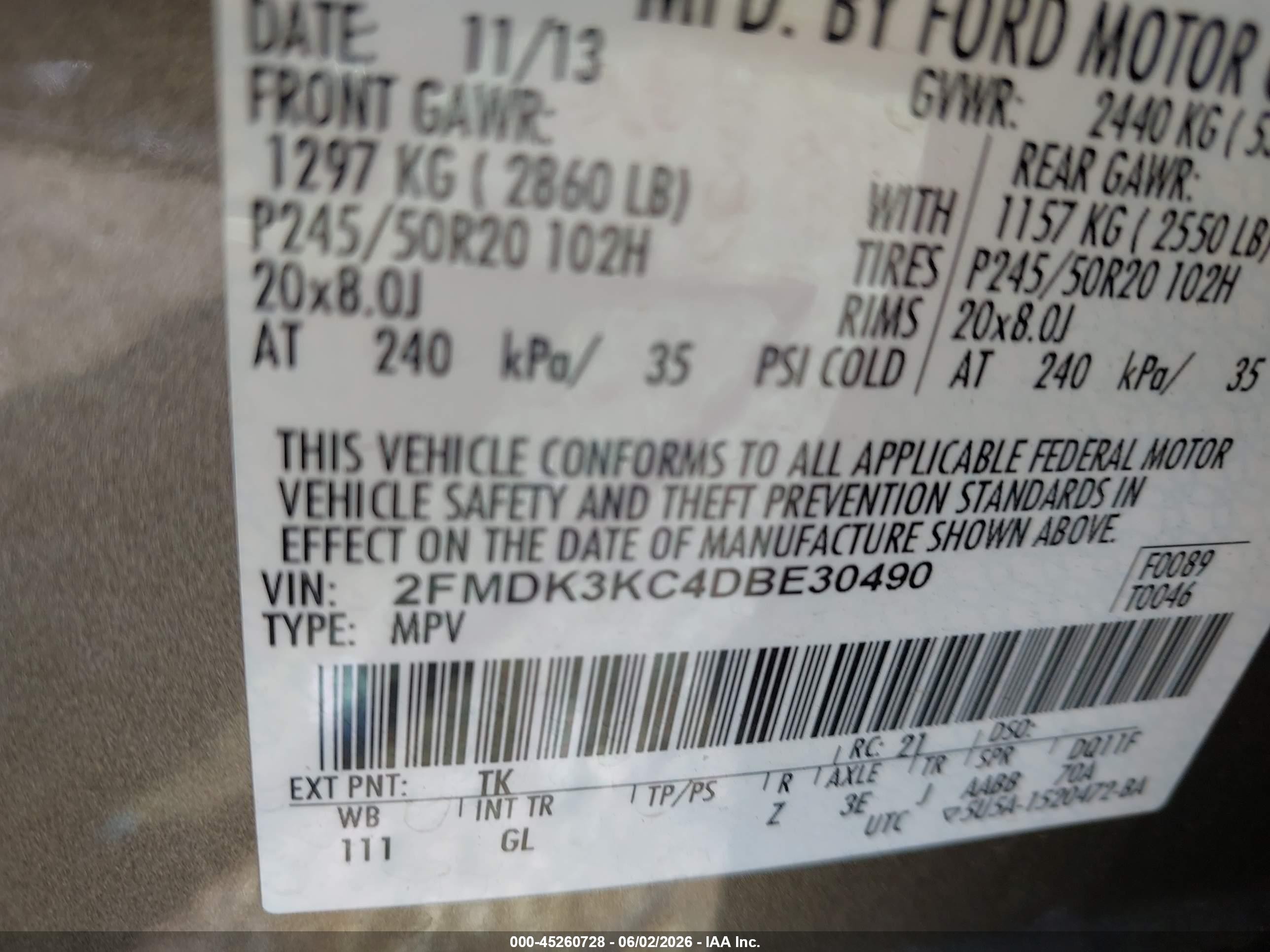 2013 Ford Edge Limited Gray vin: 2FMDK3KC4DBE30490