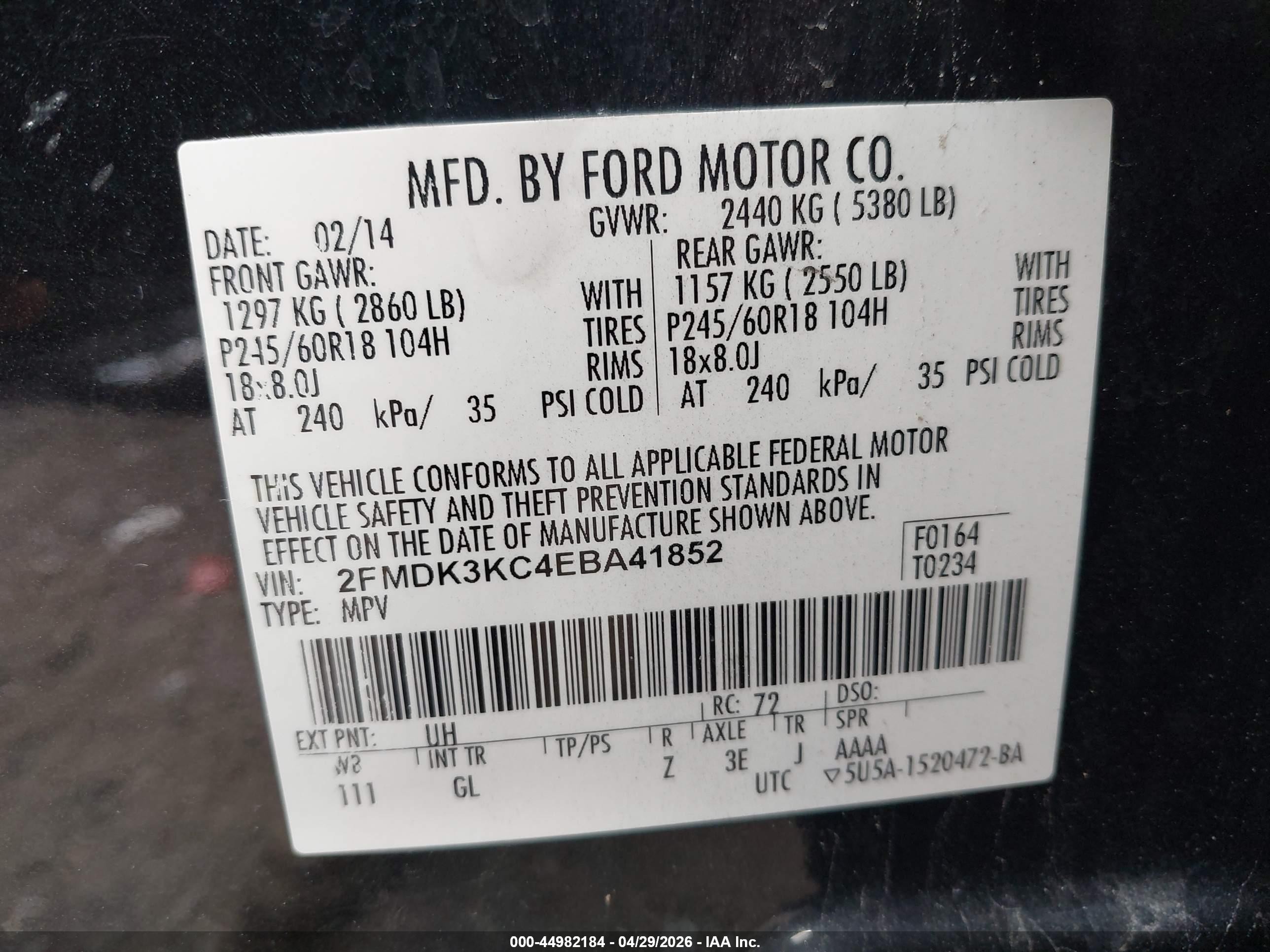 2014 Ford Edge Limited Black vin: 2FMDK3KC4EBA41852