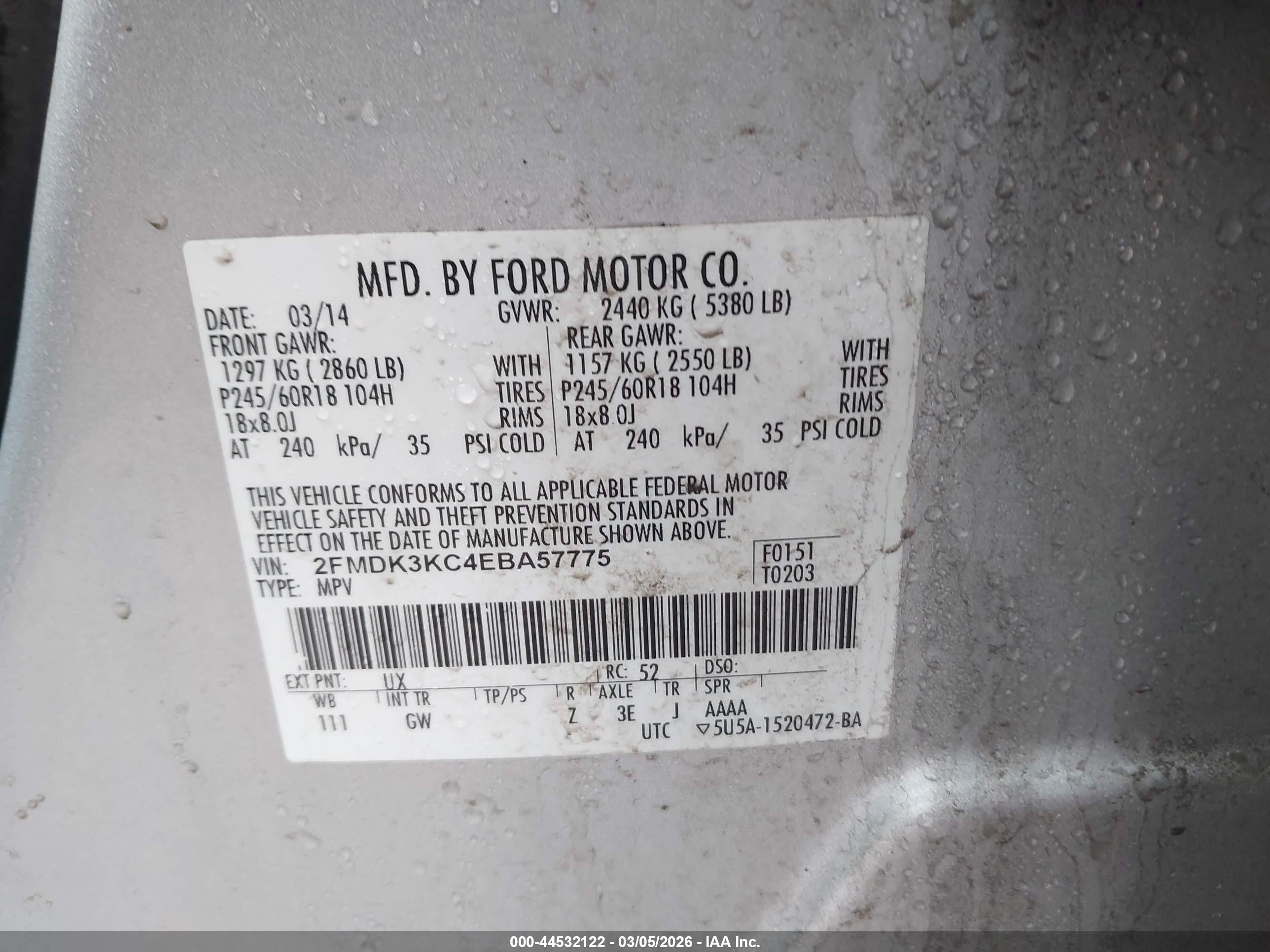 2014 Ford Edge Limited Silver vin: 2FMDK3KC4EBA57775