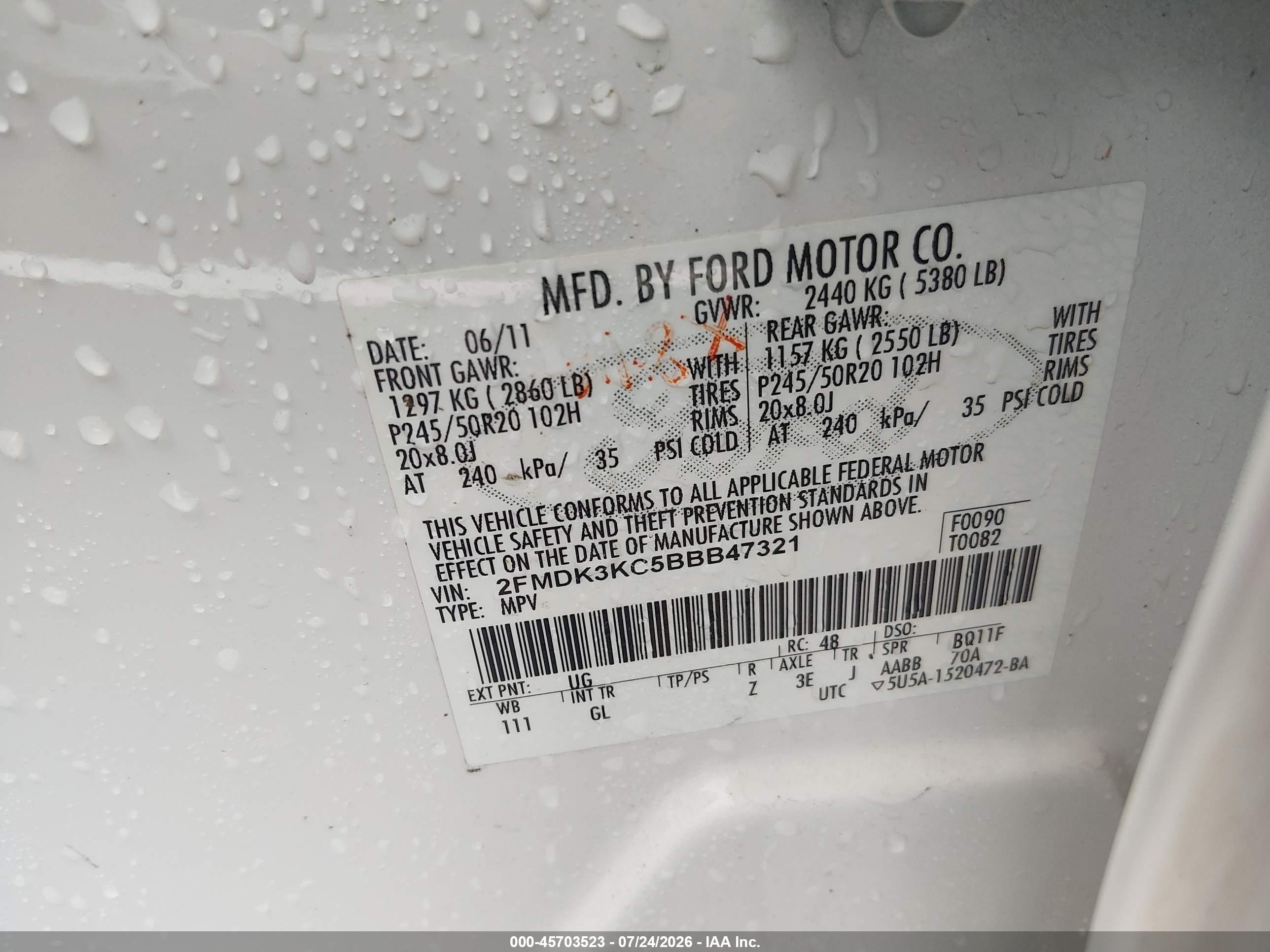 2011 Ford Edge Limited White vin: 2FMDK3KC5BBB47321
