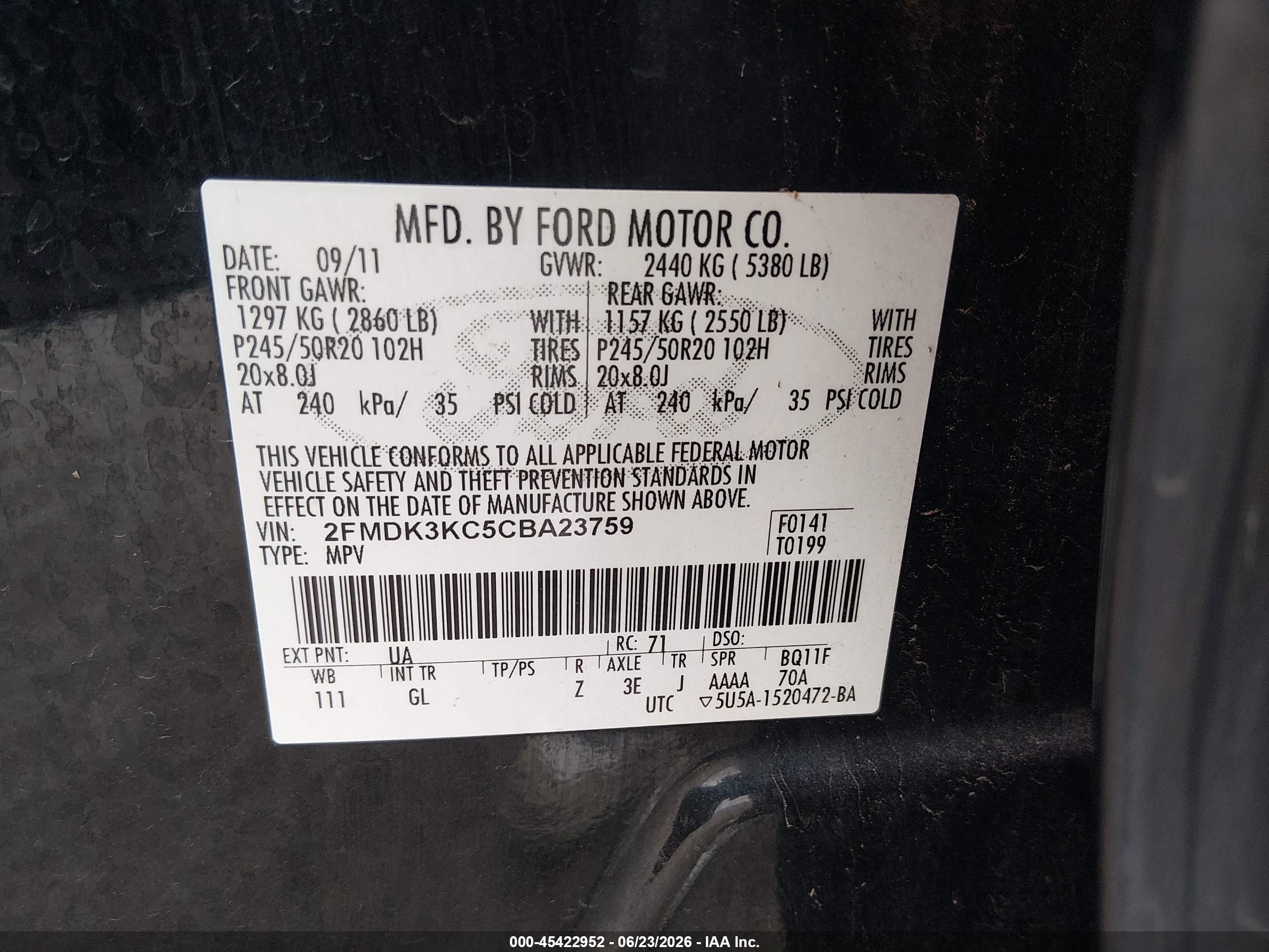 2012 Ford Edge Limited Black vin: 2FMDK3KC5CBA23759