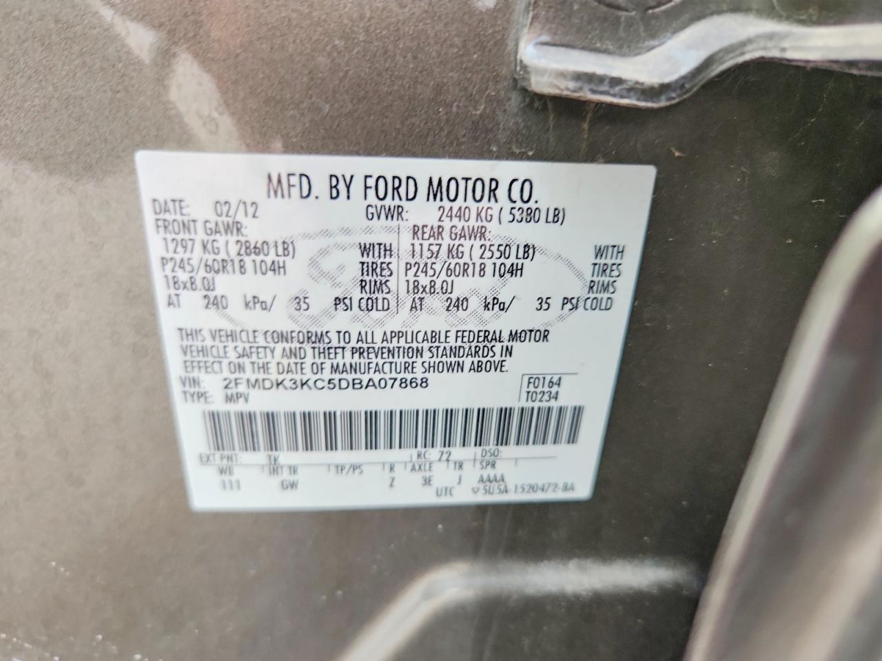 2013 Ford Edge Limited Beige vin: 2FMDK3KC5DBA07868