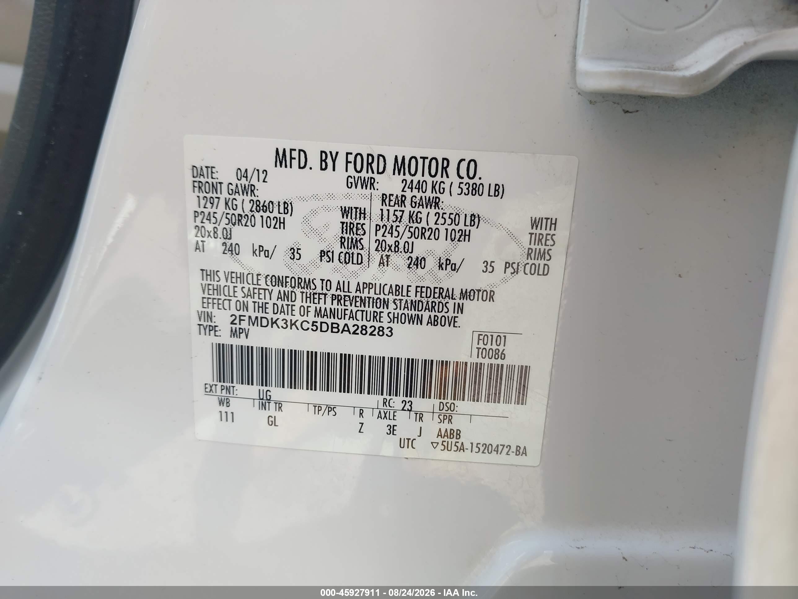 2013 Ford Edge Limited White vin: 2FMDK3KC5DBA28283