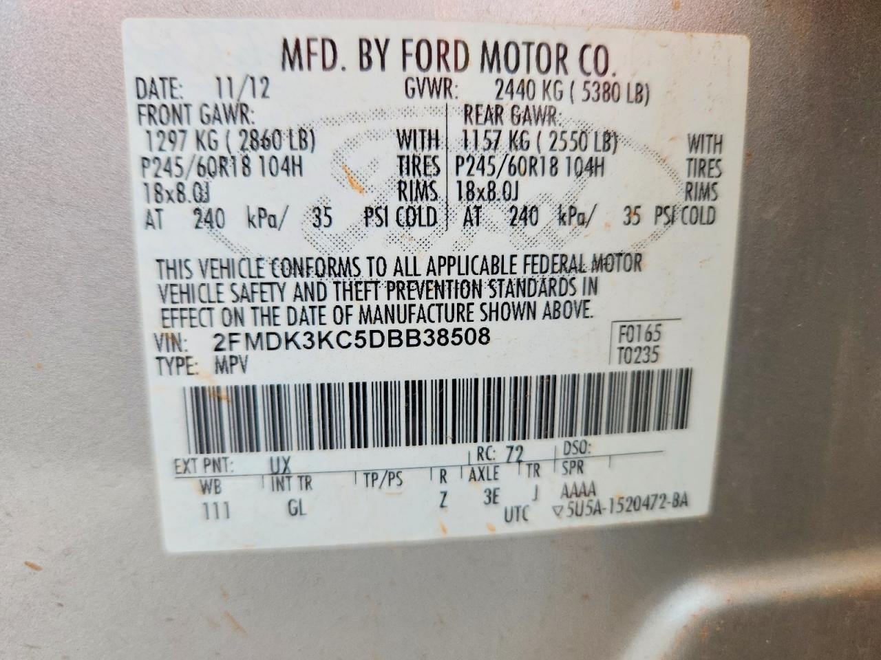 2013 Ford Edge Limited Silver vin: 2FMDK3KC5DBB38508
