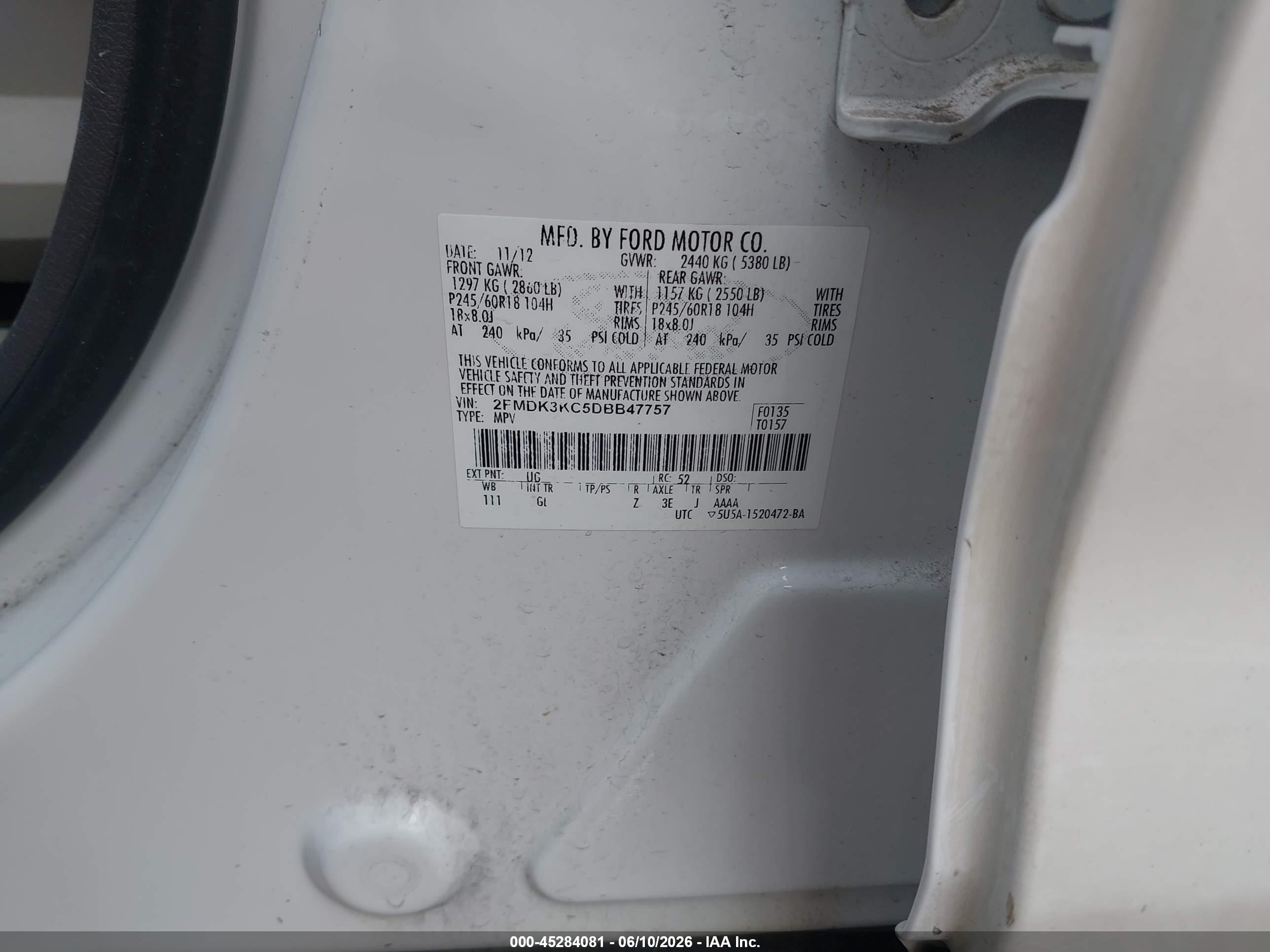 2013 Ford Edge Limited White vin: 2FMDK3KC5DBB47757
