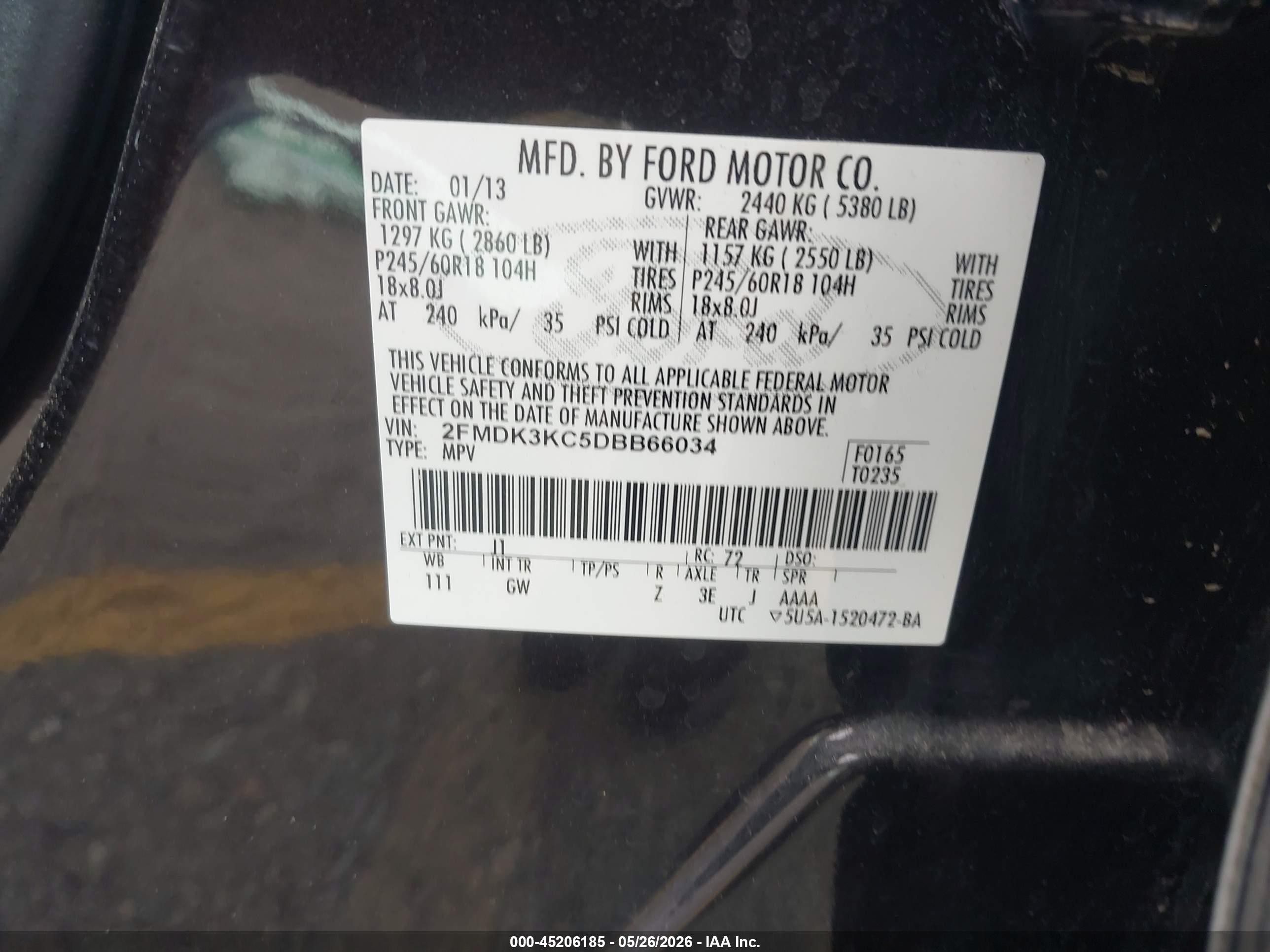2013 Ford Edge Limited Черный vin: 2FMDK3KC5DBB66034