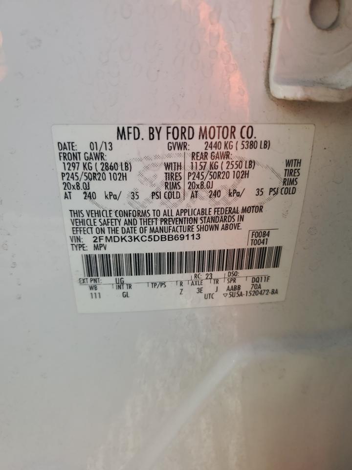 2013 Ford Edge Limited White vin: 2FMDK3KC5DBB69113