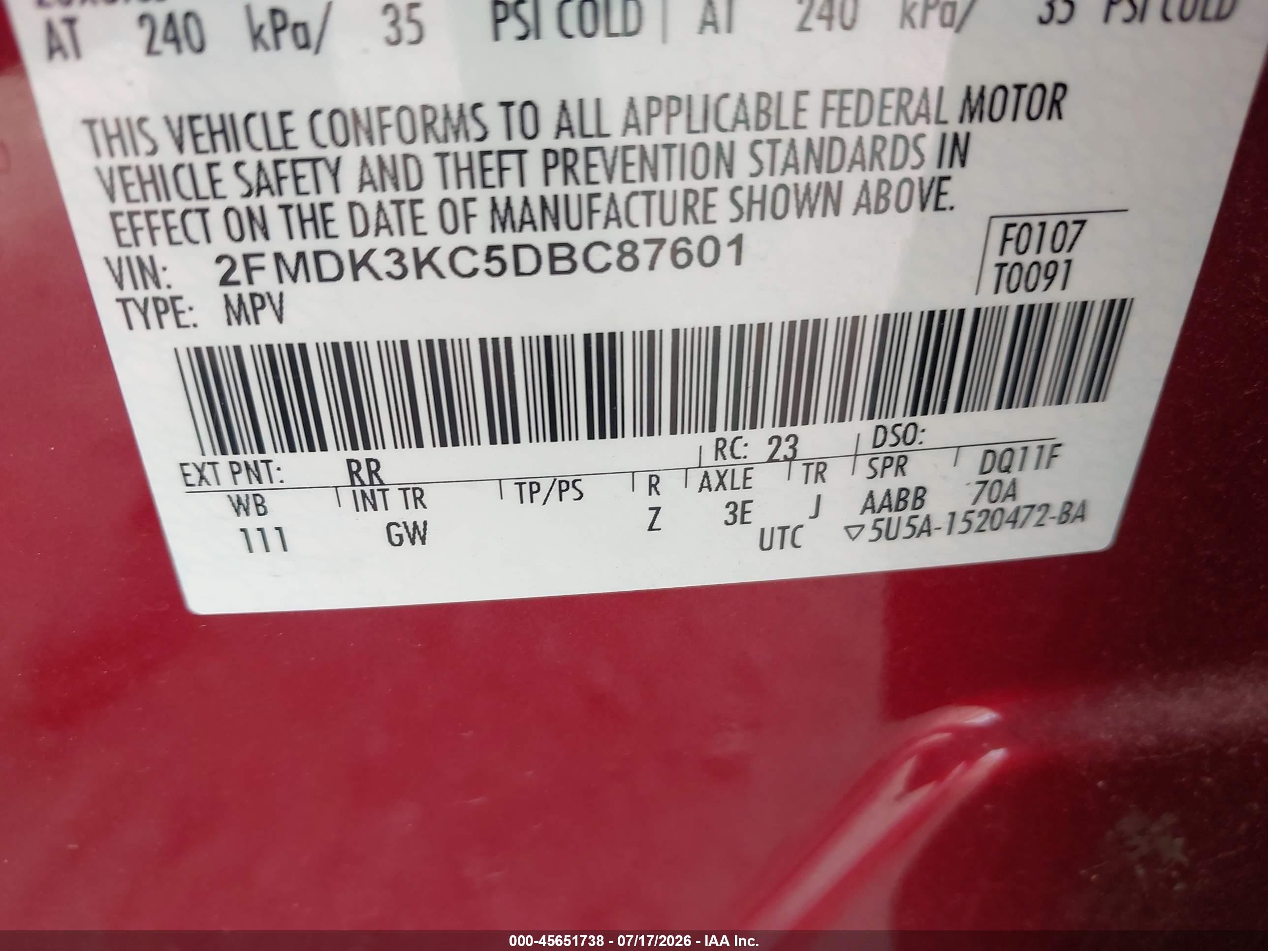 2013 Ford Edge Limited Red vin: 2FMDK3KC5DBC87601