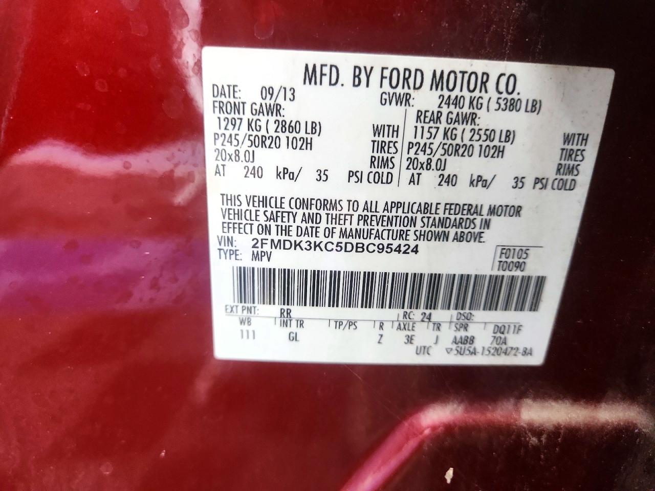 2013 Ford Edge Limited Burgundy vin: 2FMDK3KC5DBC95424