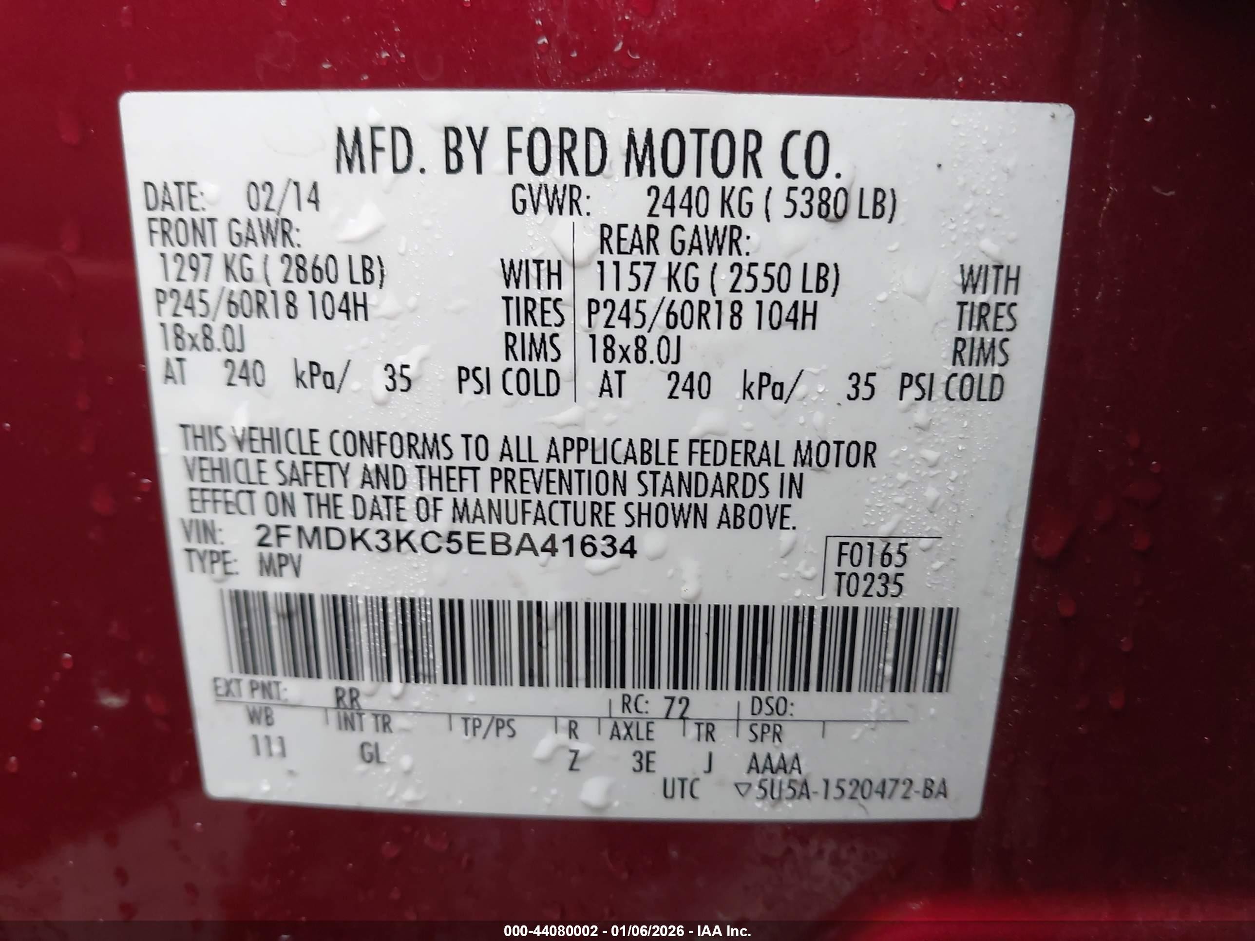 2014 Ford Edge Limited Red vin: 2FMDK3KC5EBA41634