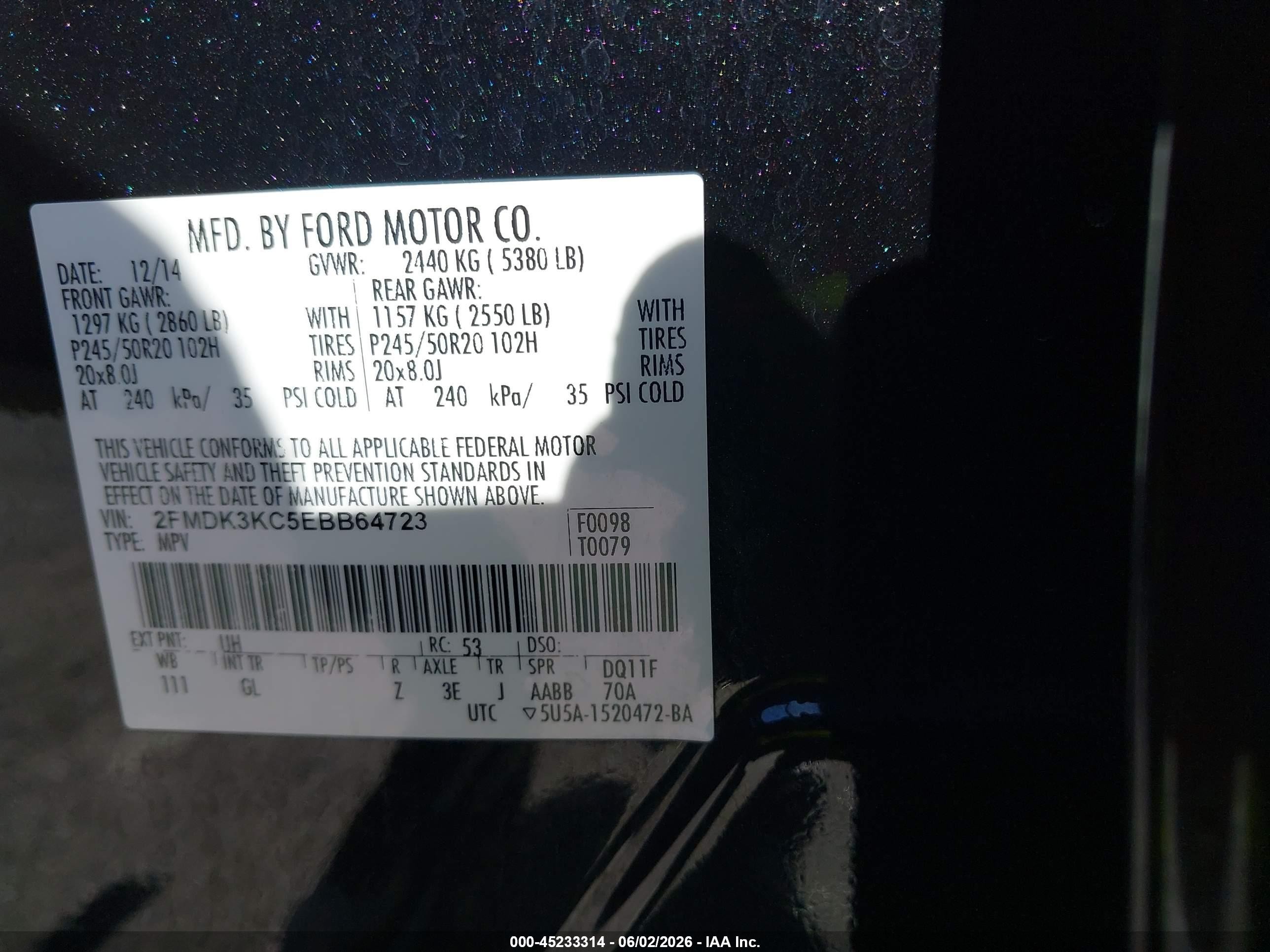 2014 Ford Edge Limited Black vin: 2FMDK3KC5EBB64723