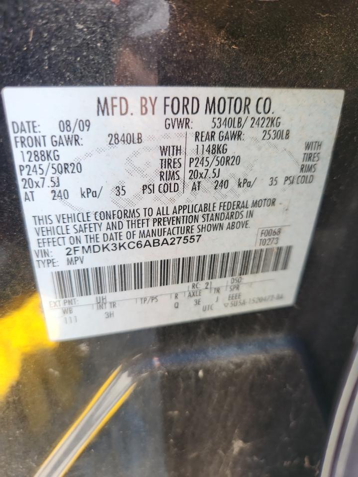 2010 Ford Edge Limited Black vin: 2FMDK3KC6ABA27557