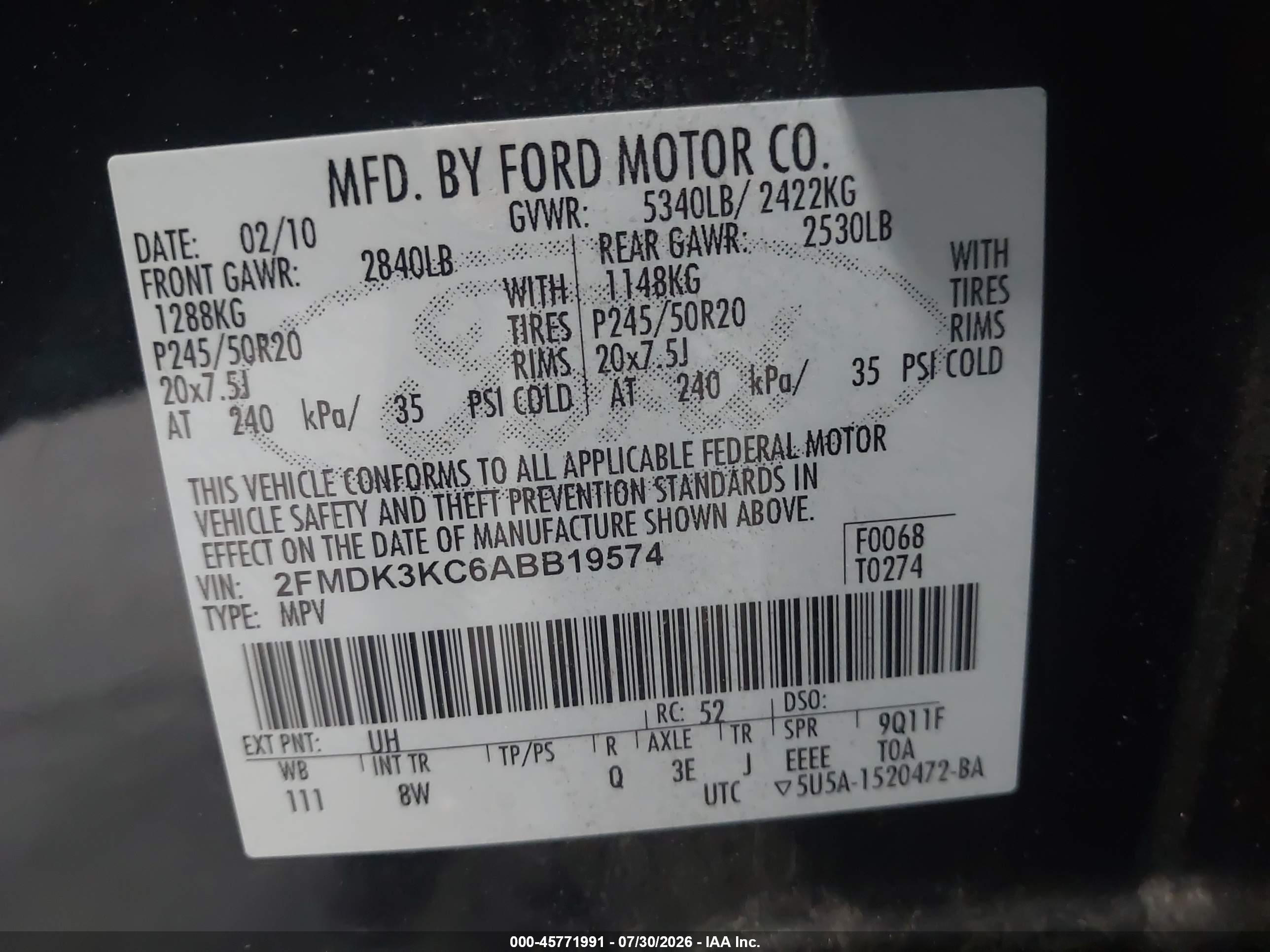 2010 Ford Edge Limited Черный vin: 2FMDK3KC6ABB19574