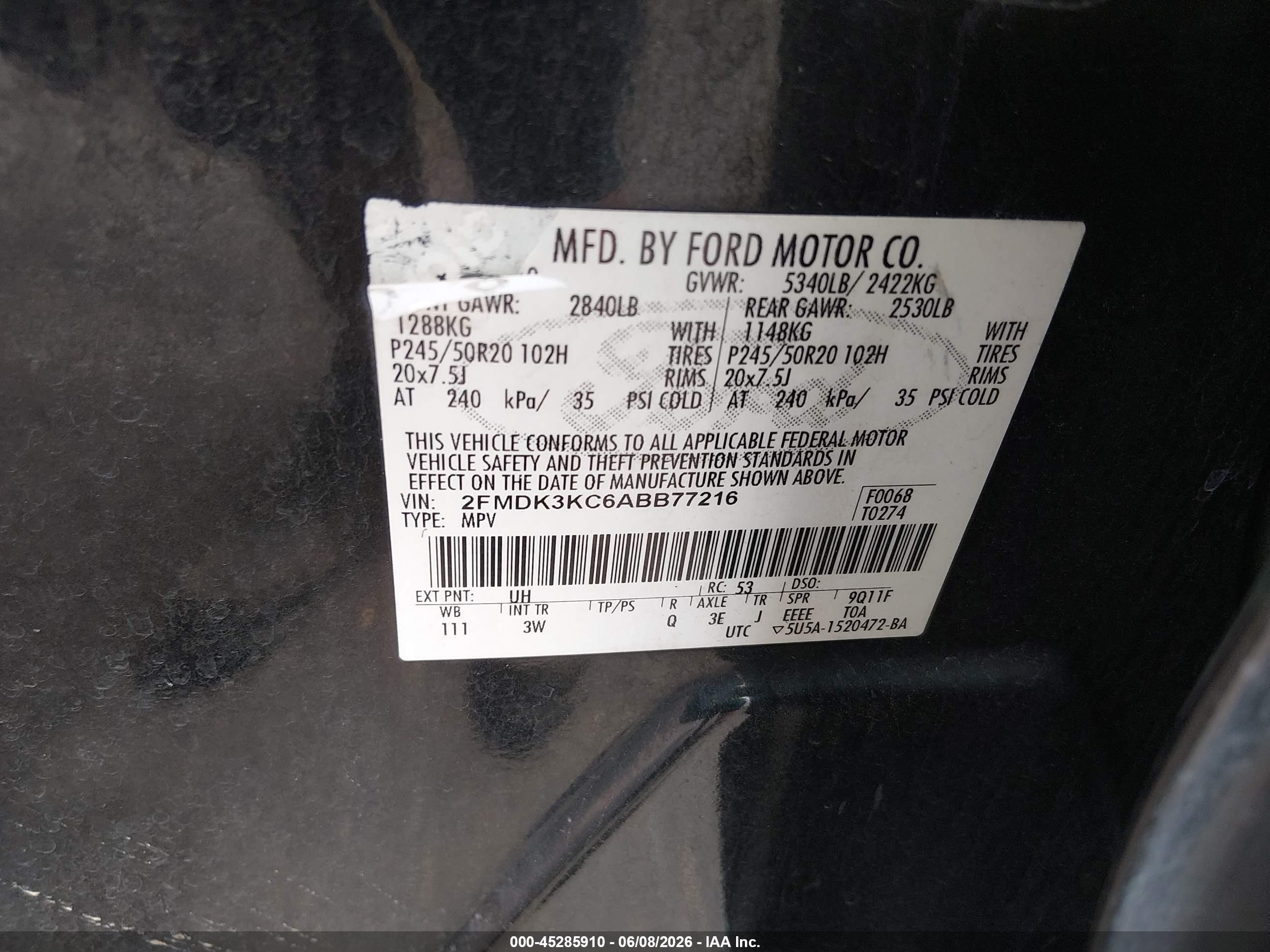 2010 Ford Edge Limited Black vin: 2FMDK3KC6ABB77216