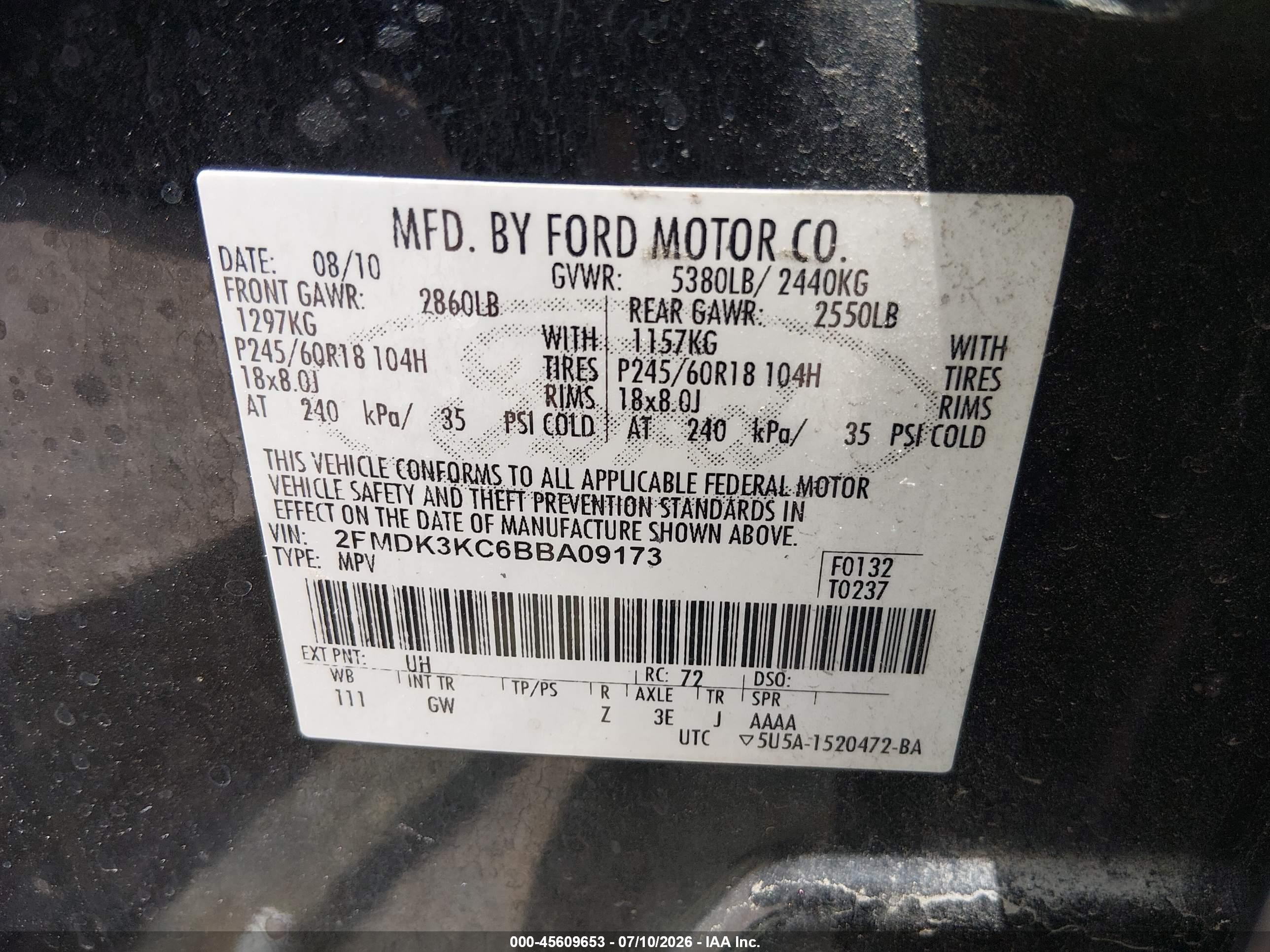 2011 Ford Edge Limited Черный vin: 2FMDK3KC6BBA09173