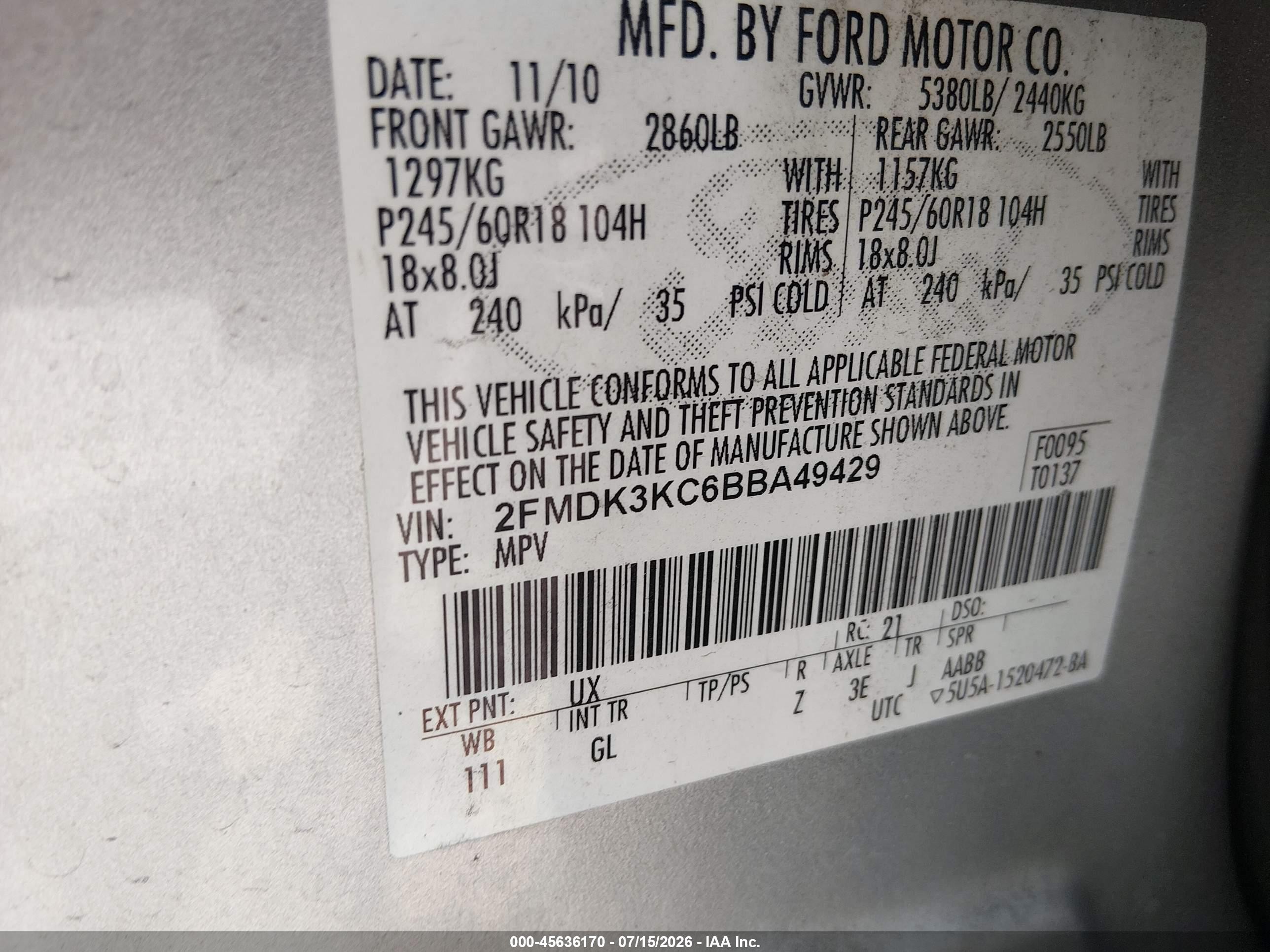 2011 Ford Edge Limited Silver vin: 2FMDK3KC6BBA49429