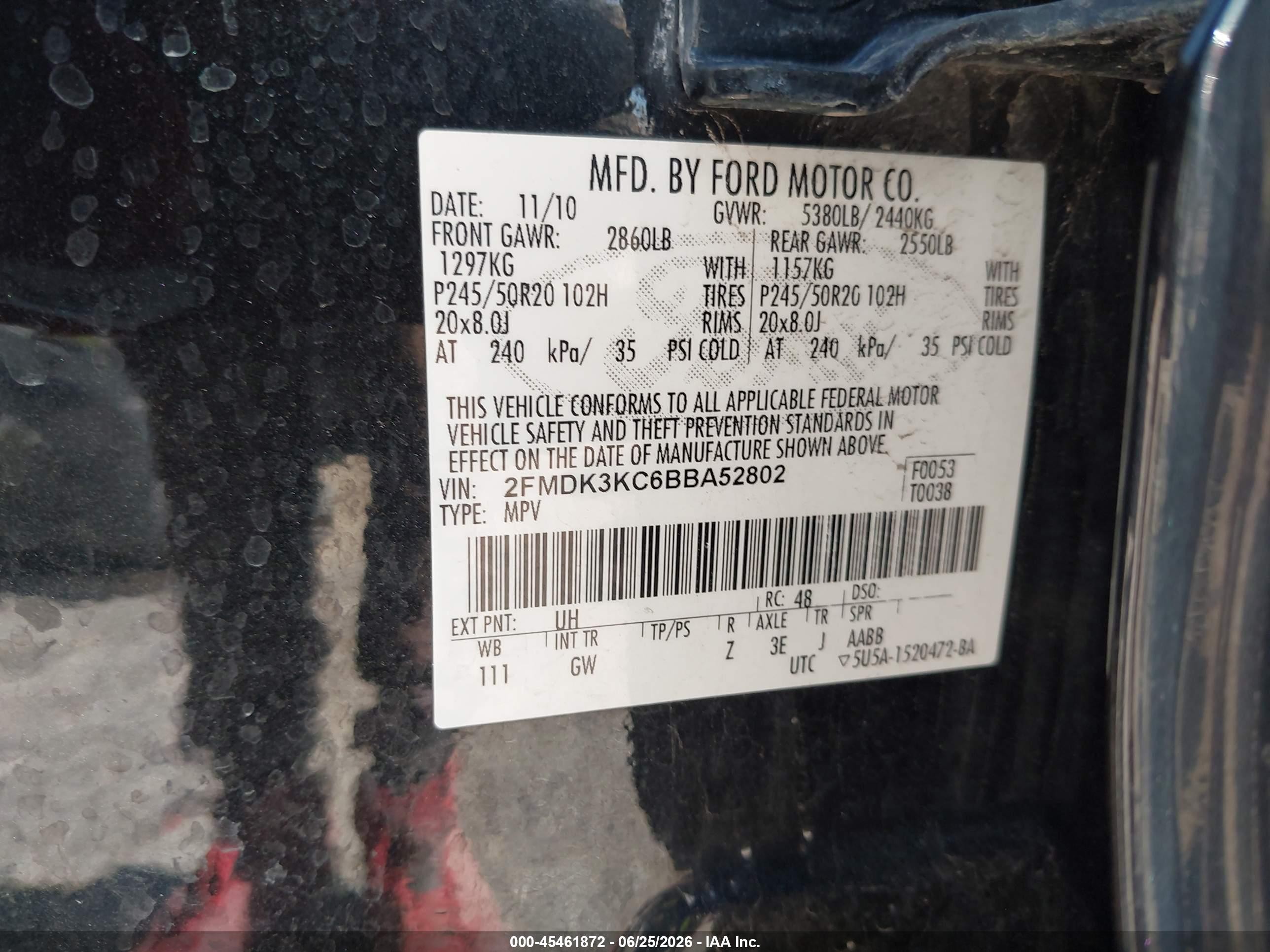 2011 Ford Edge Limited Black vin: 2FMDK3KC6BBA52802