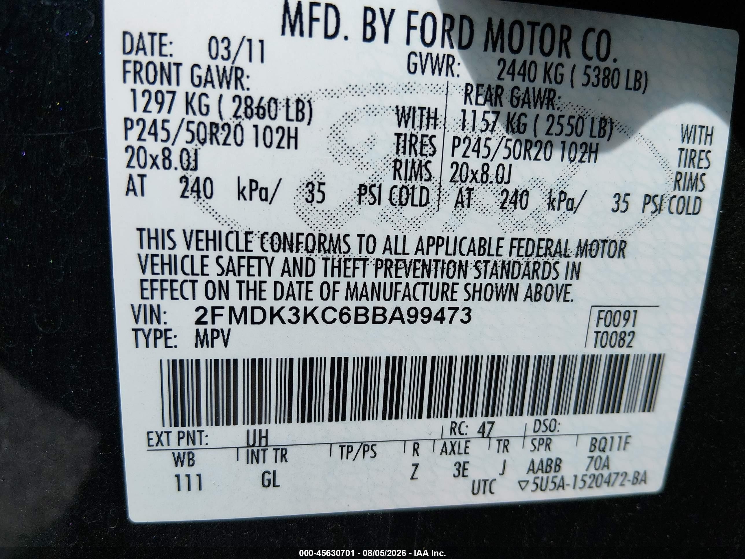 2011 Ford Edge Limited Black vin: 2FMDK3KC6BBA99473