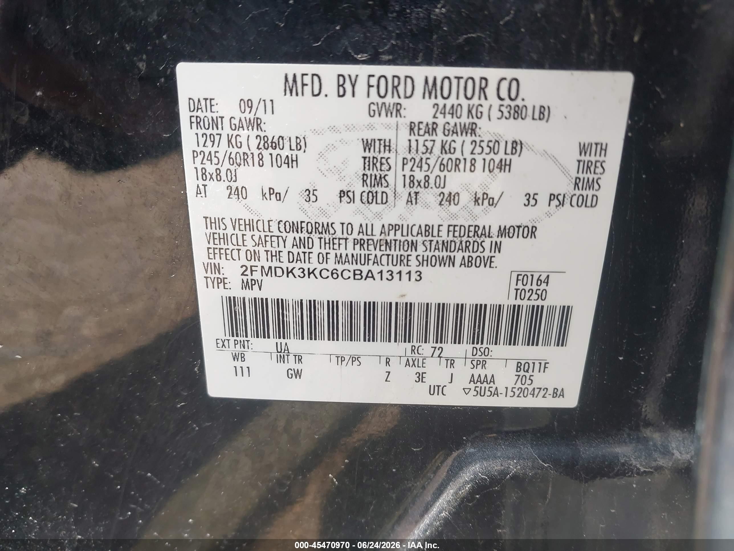 2012 Ford Edge Limited Black vin: 2FMDK3KC6CBA13113