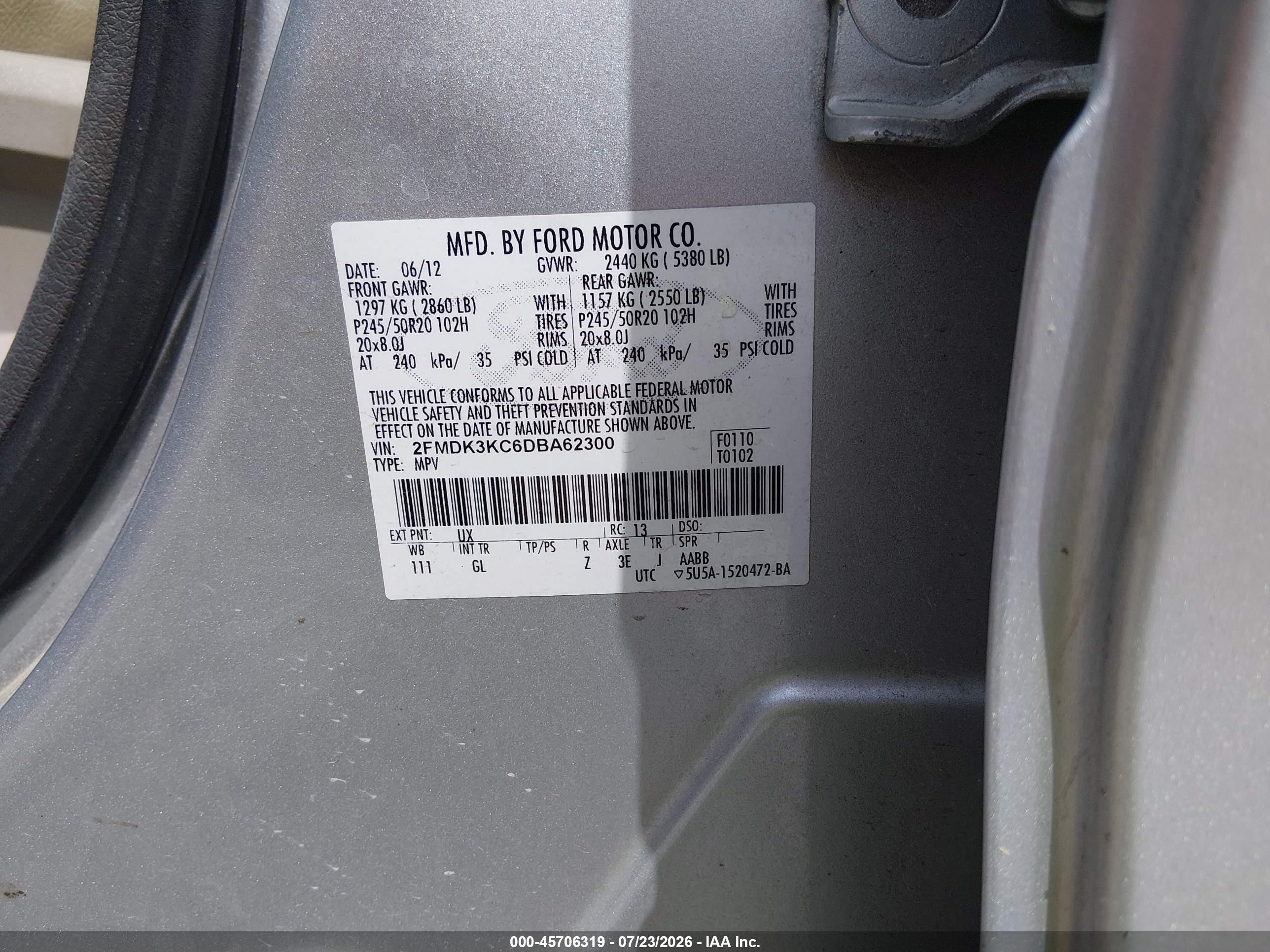 2013 Ford Edge Limited Silver vin: 2FMDK3KC6DBA62300