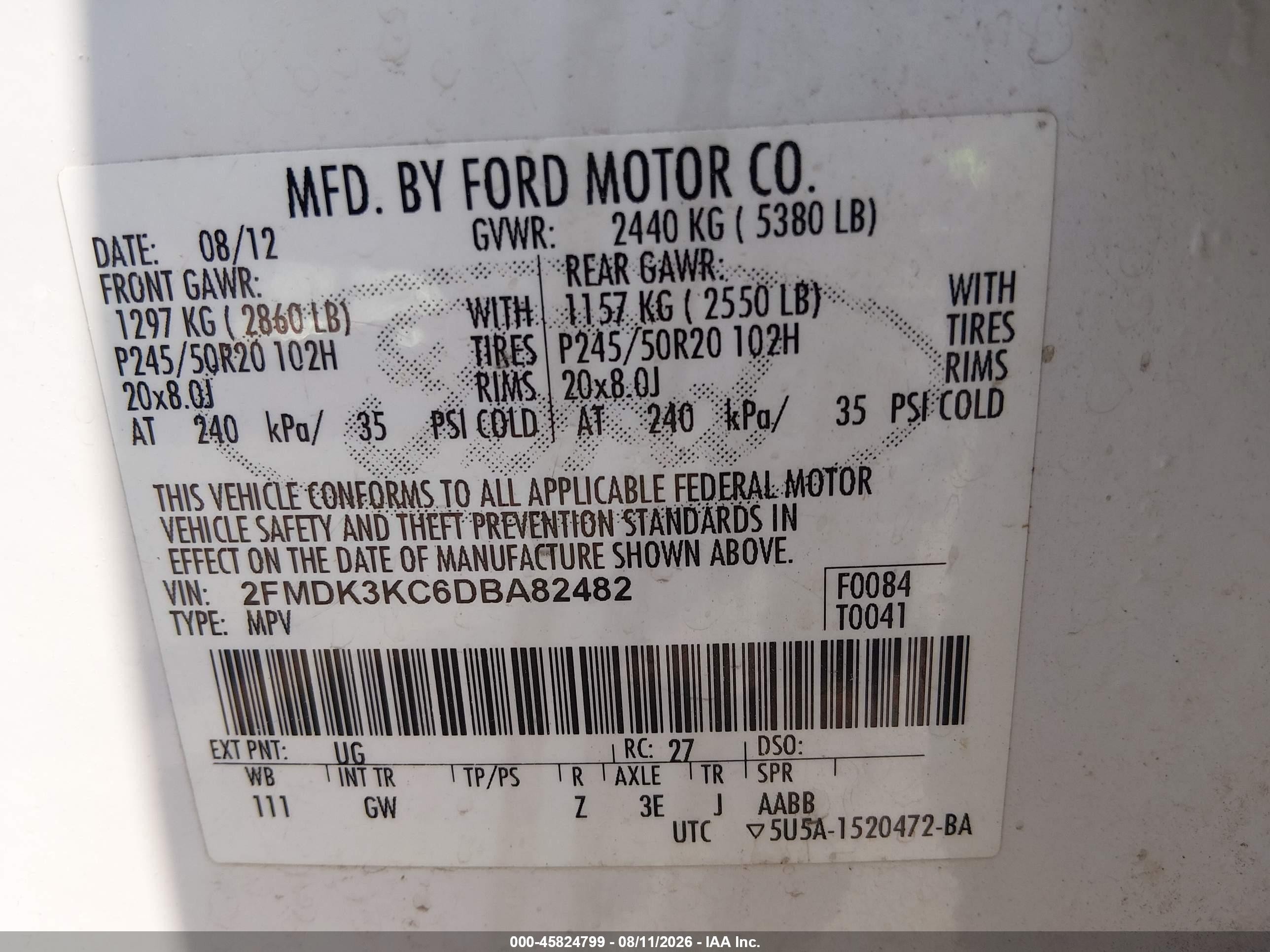 2013 Ford Edge Limited White vin: 2FMDK3KC6DBA82482