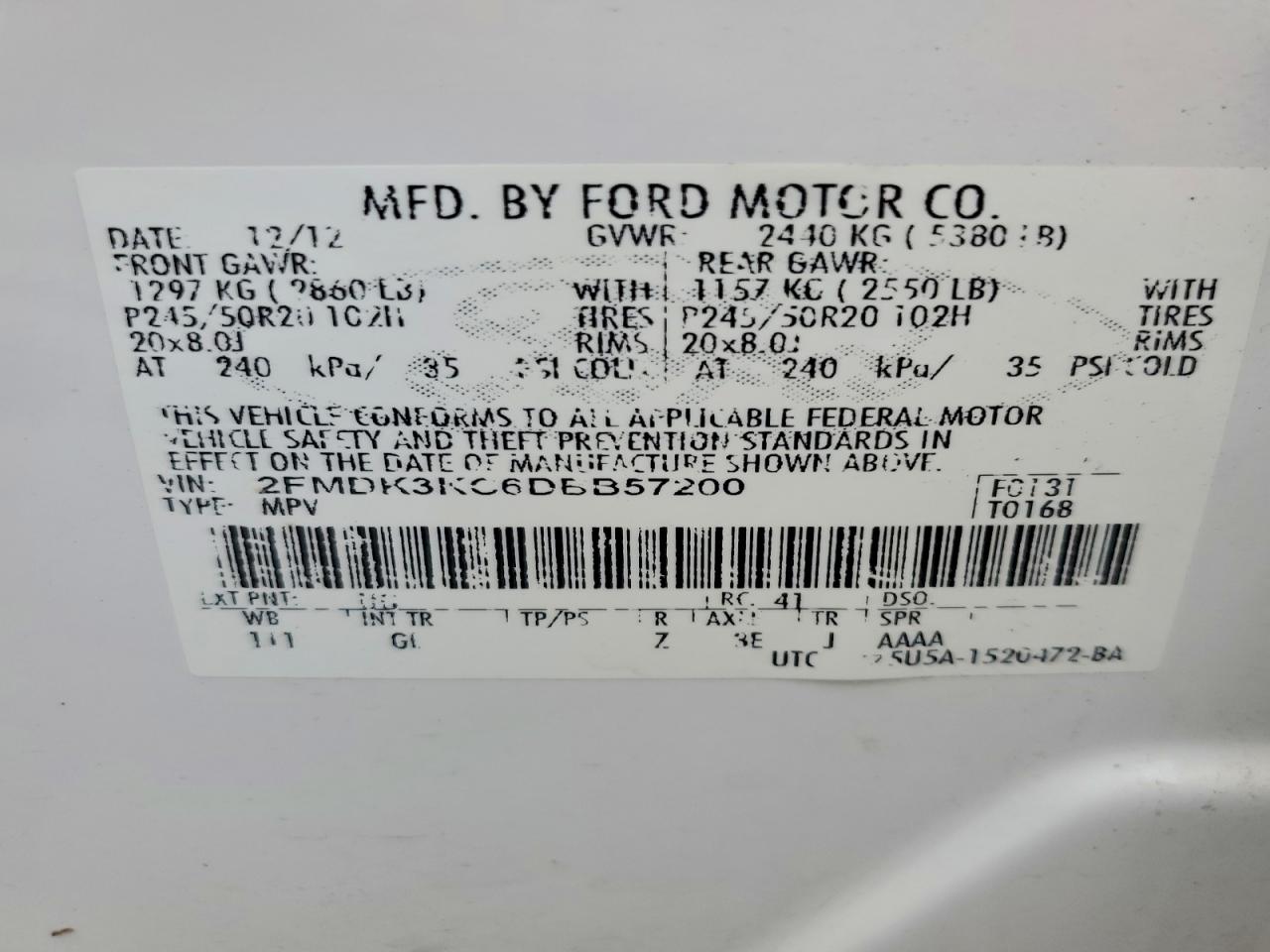 2013 Ford Edge Limited White vin: 2FMDK3KC6DBB57200