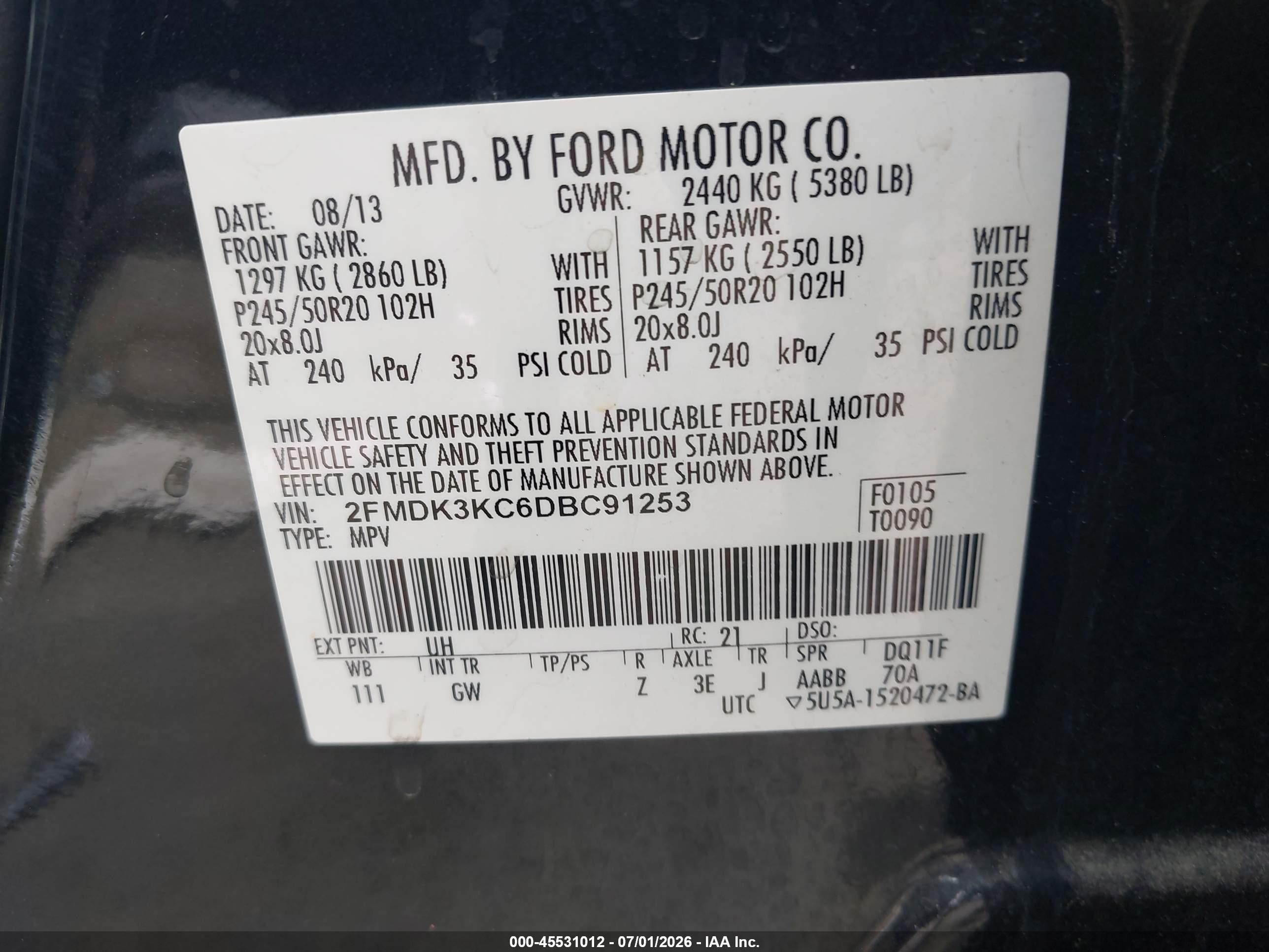 2013 Ford Edge Limited Black vin: 2FMDK3KC6DBC91253