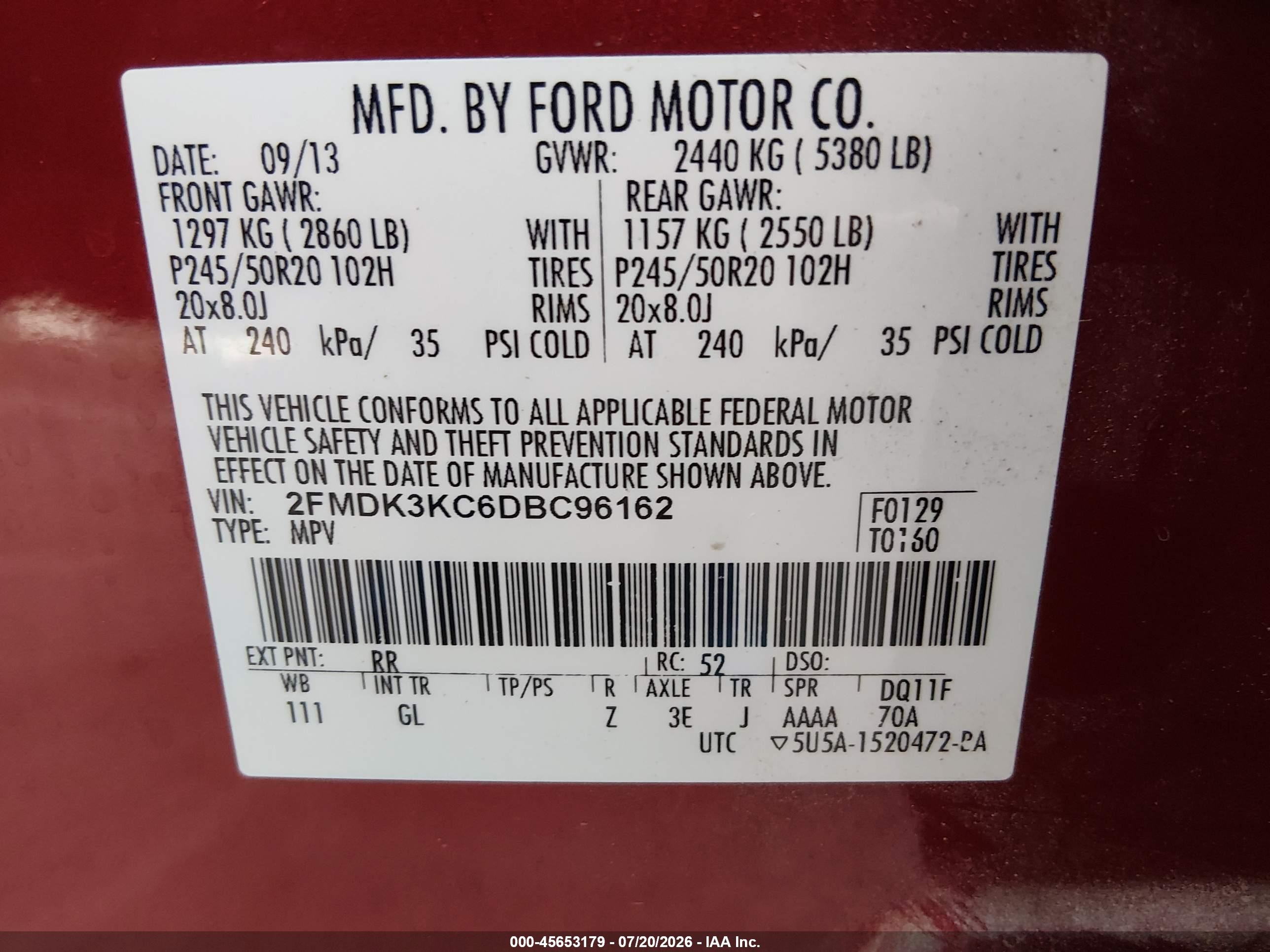 2013 Ford Edge Limited Maroon vin: 2FMDK3KC6DBC96162