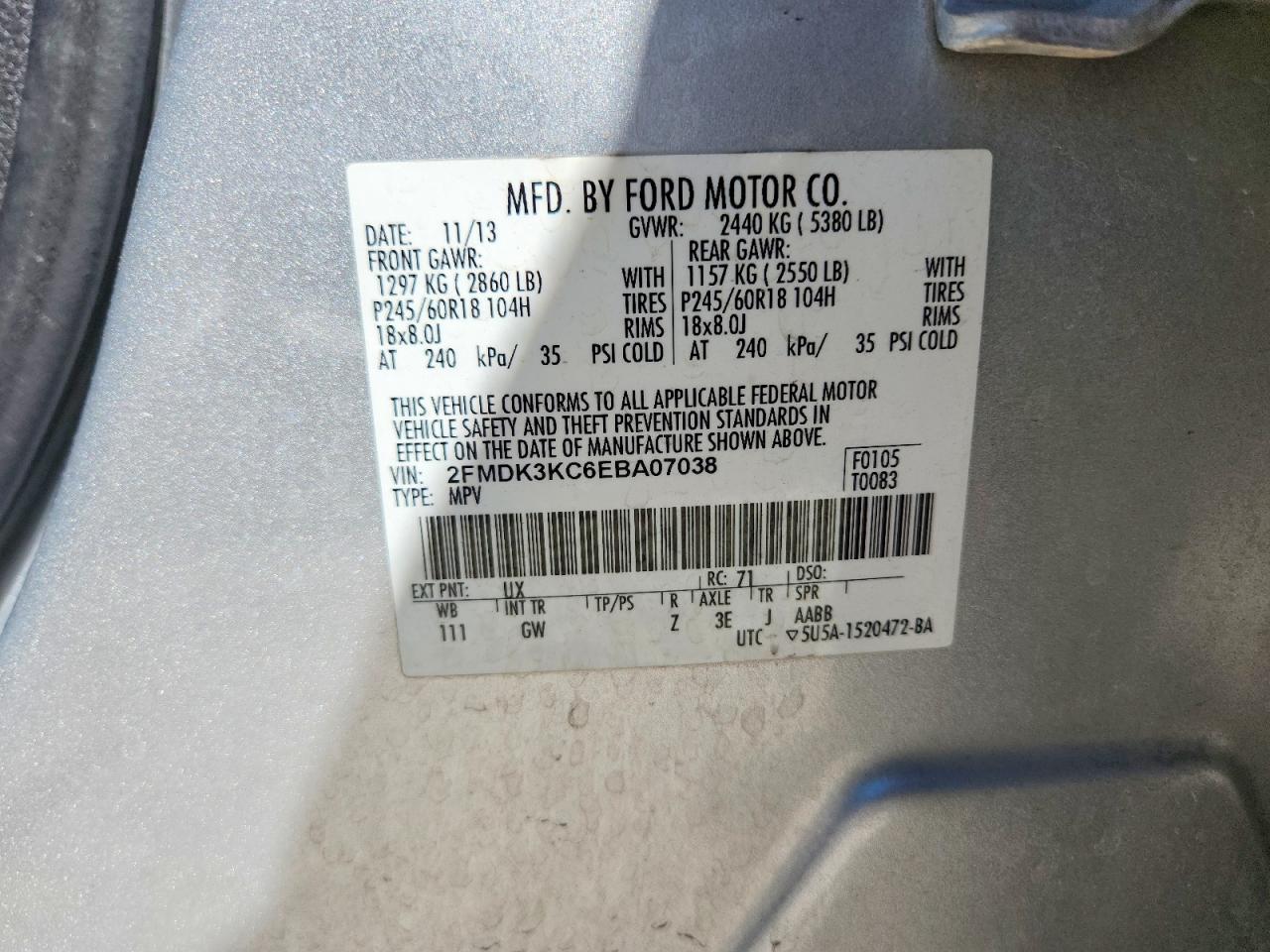 2014 Ford Edge Limited Silver vin: 2FMDK3KC6EBA07038