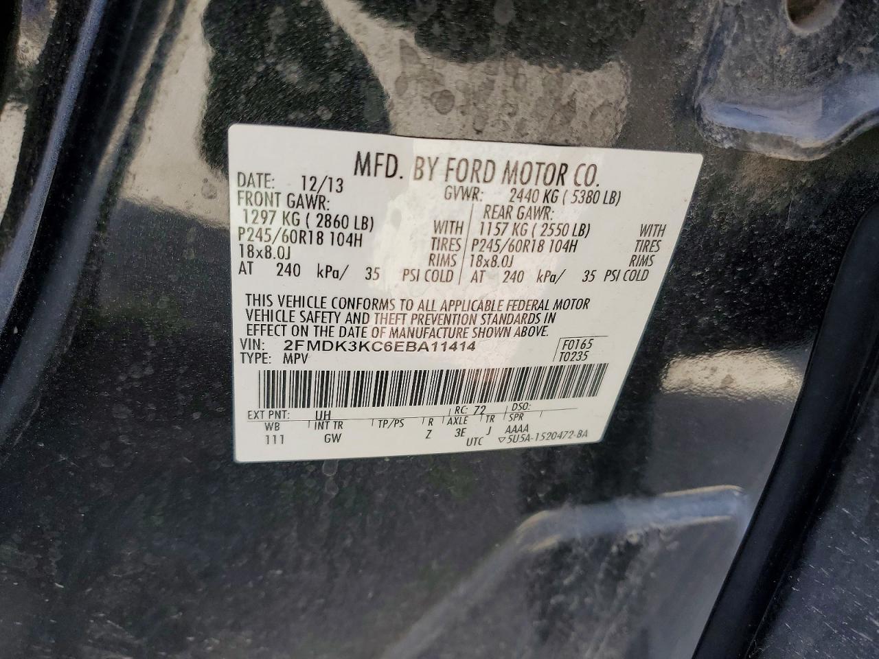 2014 Ford Edge Limited Black vin: 2FMDK3KC6EBA11414