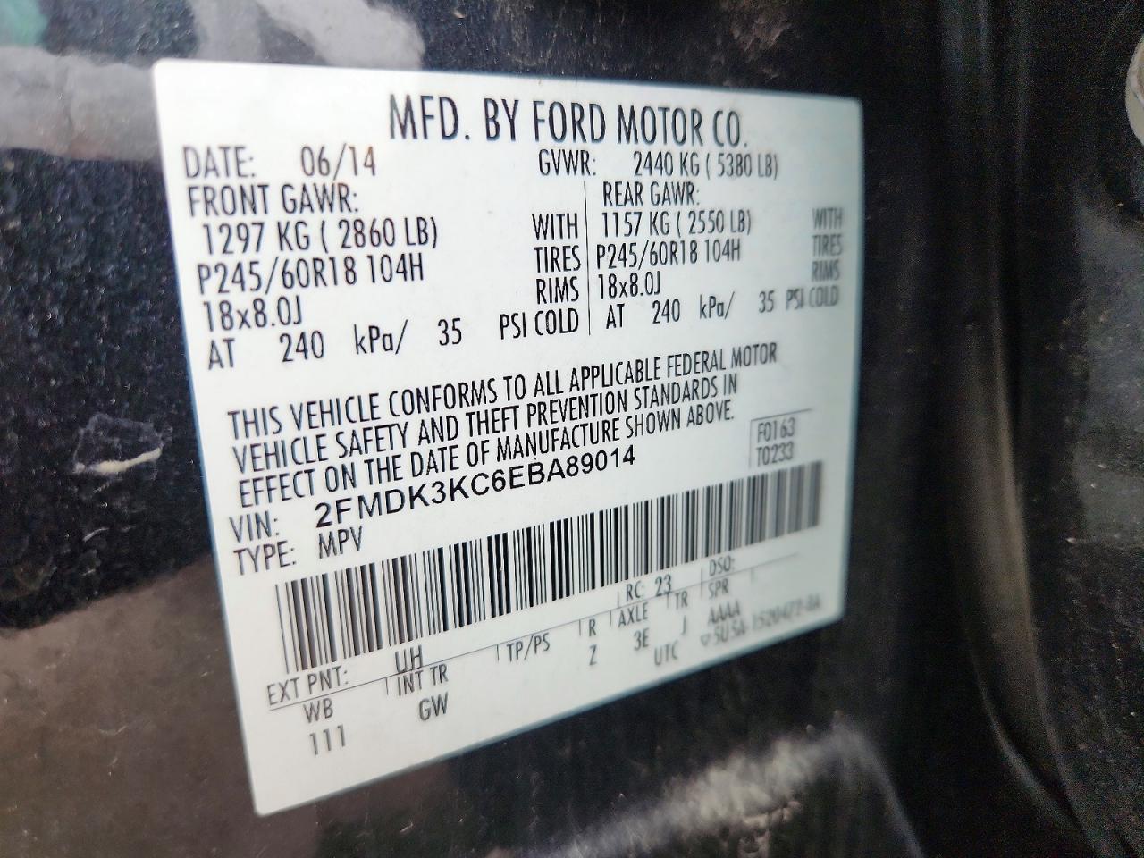 2014 Ford Edge Limited Black vin: 2FMDK3KC6EBA89014