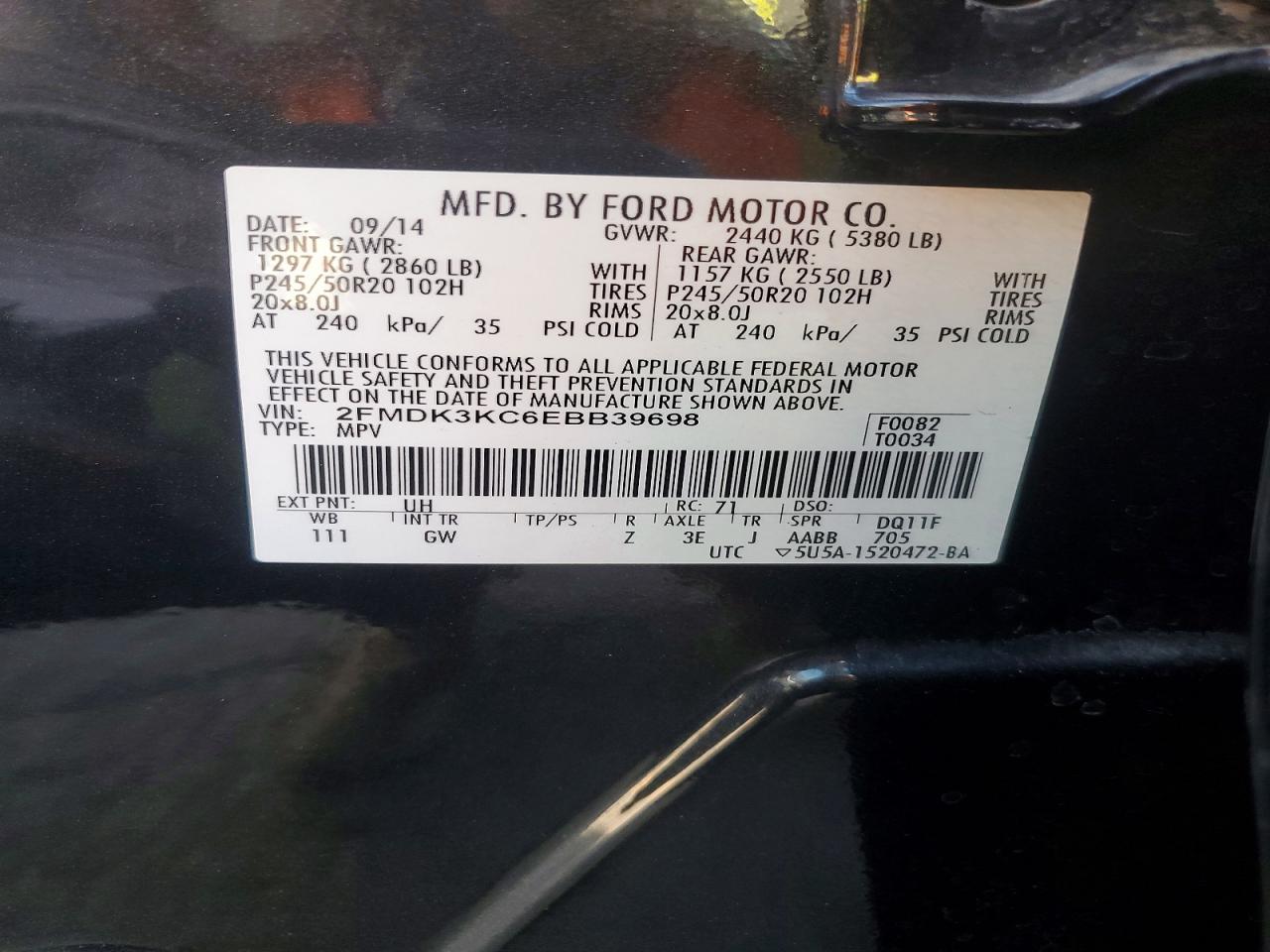 2014 Ford Edge Limited Black vin: 2FMDK3KC6EBB39698